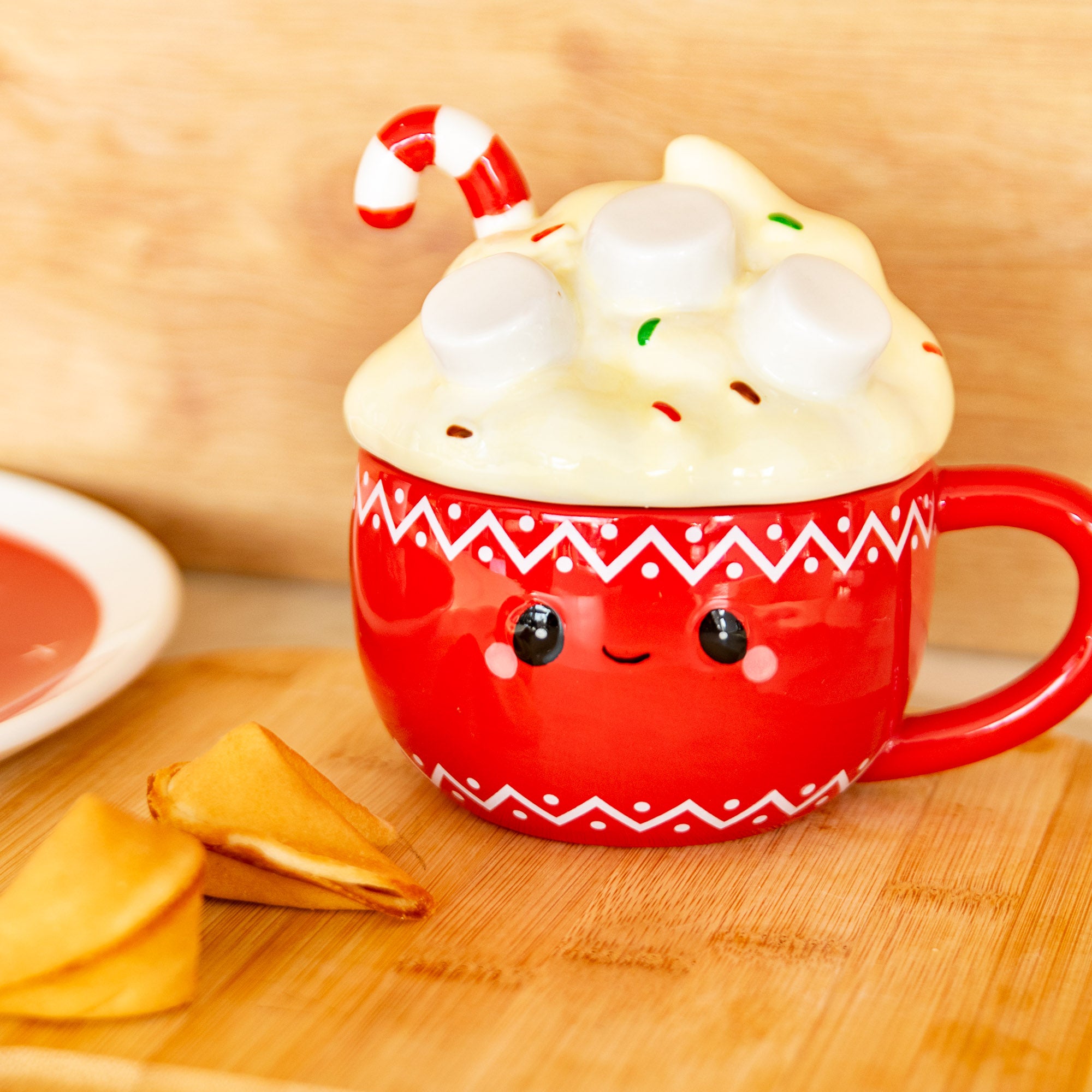 Kawaii-Weihnachtsbecher mit Deckel – Heiße Schokolade