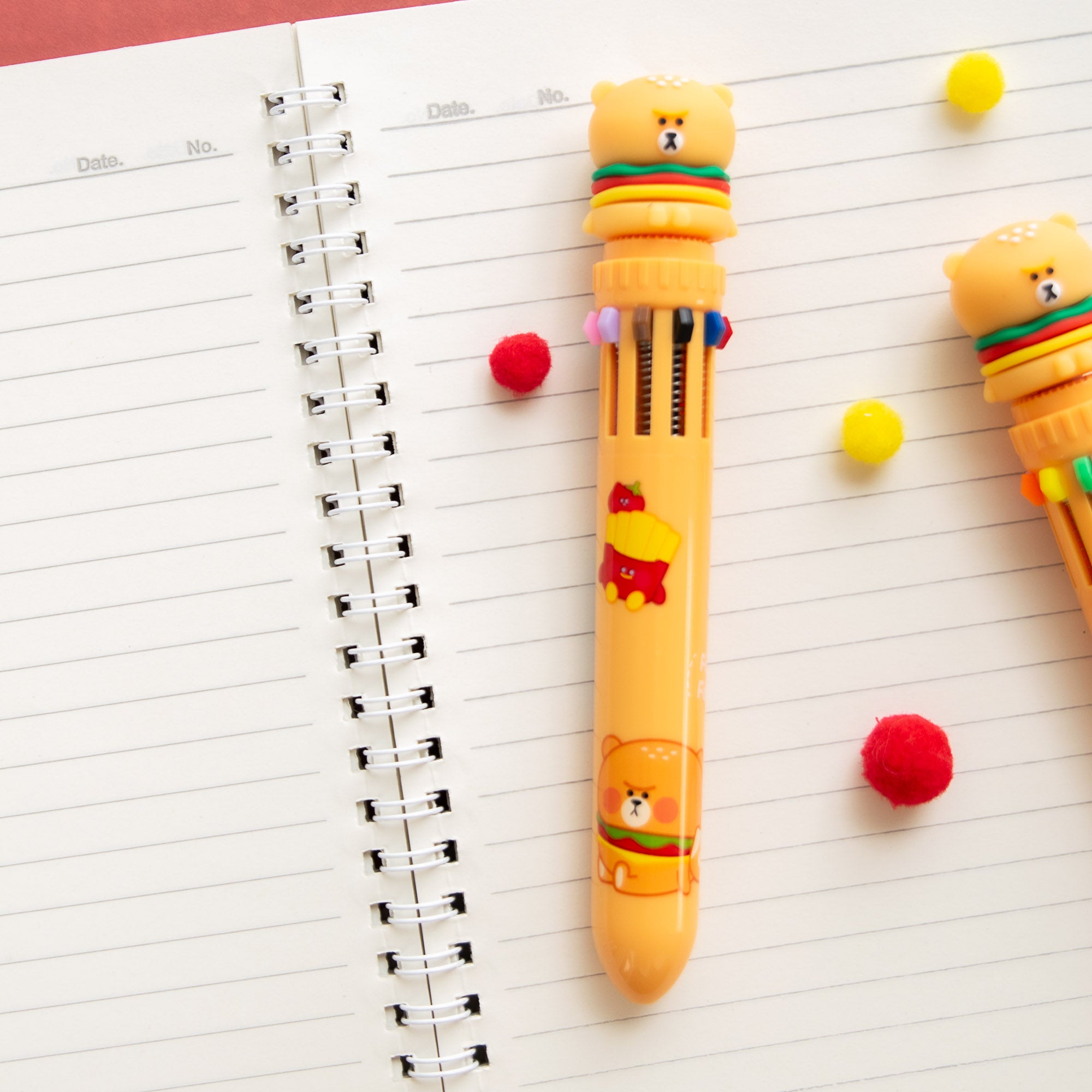 Kawaii-Stift, 10 Farben – Cheeseburger-Bär