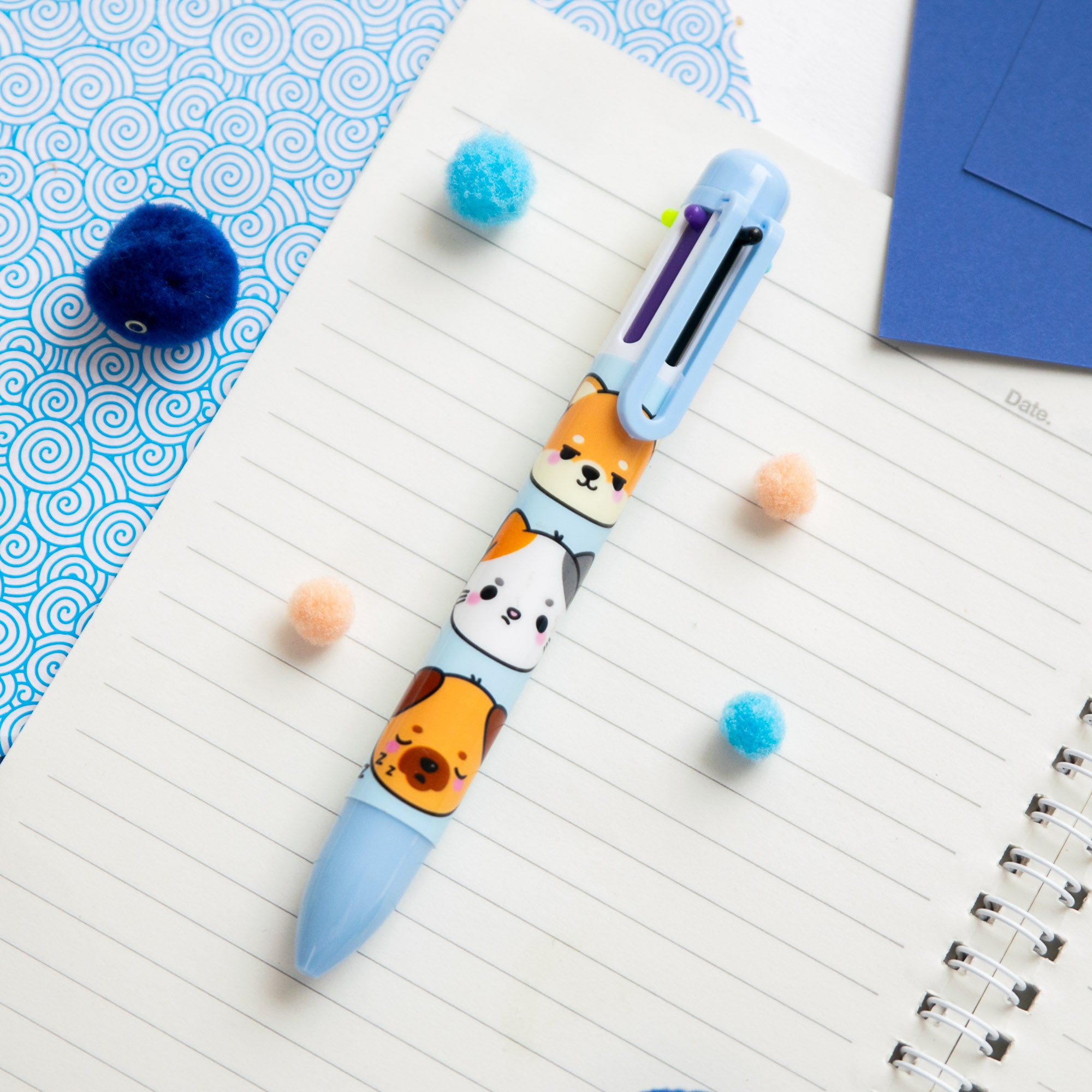 Stylo Kawaii 6 couleurs - Chien & Chat