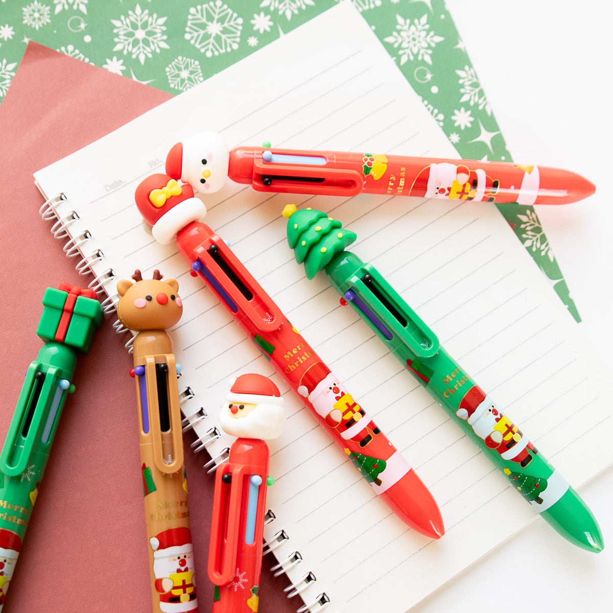 Stylo Kawaii 6 couleurs - Noël