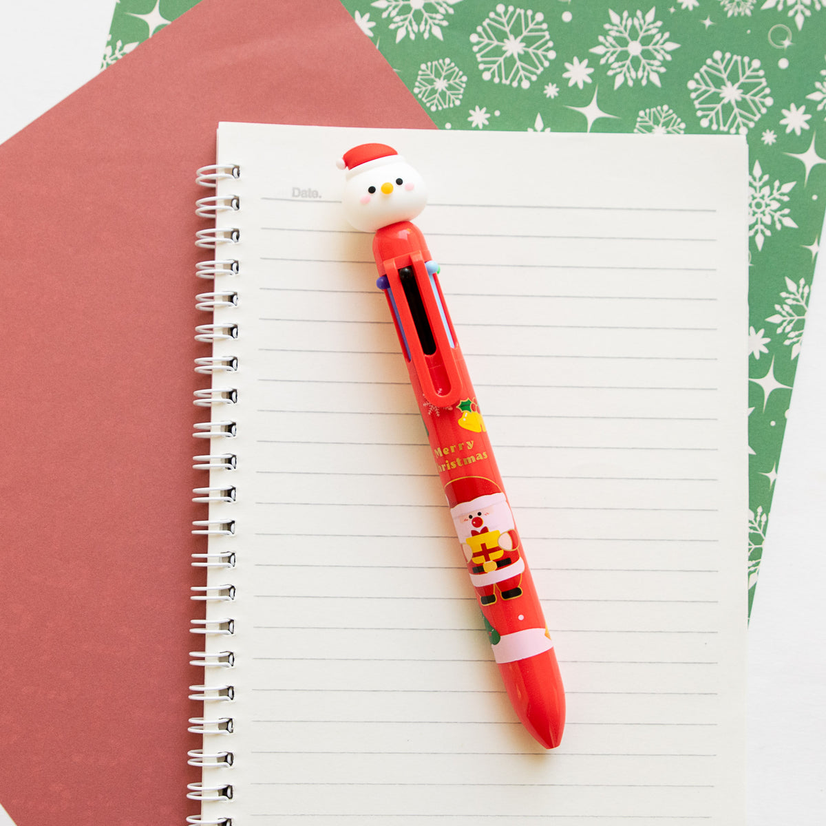 Stylo Kawaii 6 couleurs - Noël