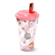 Unzerbrechlicher Pusheen-Becher mit Strohhalm – Getränk – 500 ml