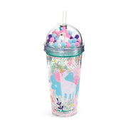 Unzerbrechlicher Becher mit Strohhalm – Einhorn – 500 ml