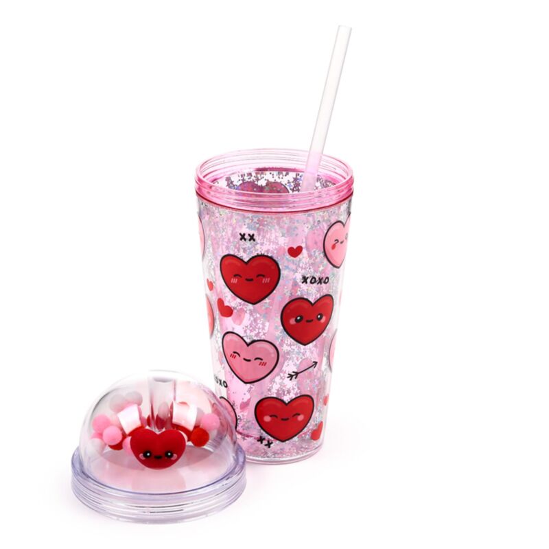 Gobelet Incassable avec Paille - Coeur - 380 ml