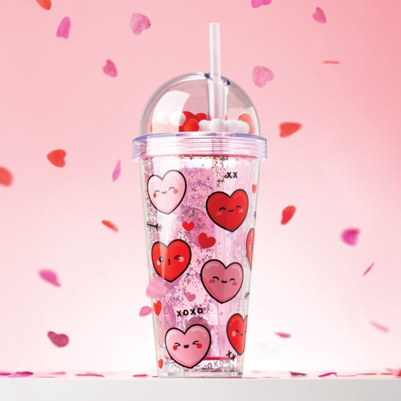 Gobelet Incassable avec Paille - Coeur - 380 ml