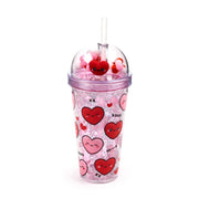 Gobelet Incassable avec Paille - Coeur - 380 ml
