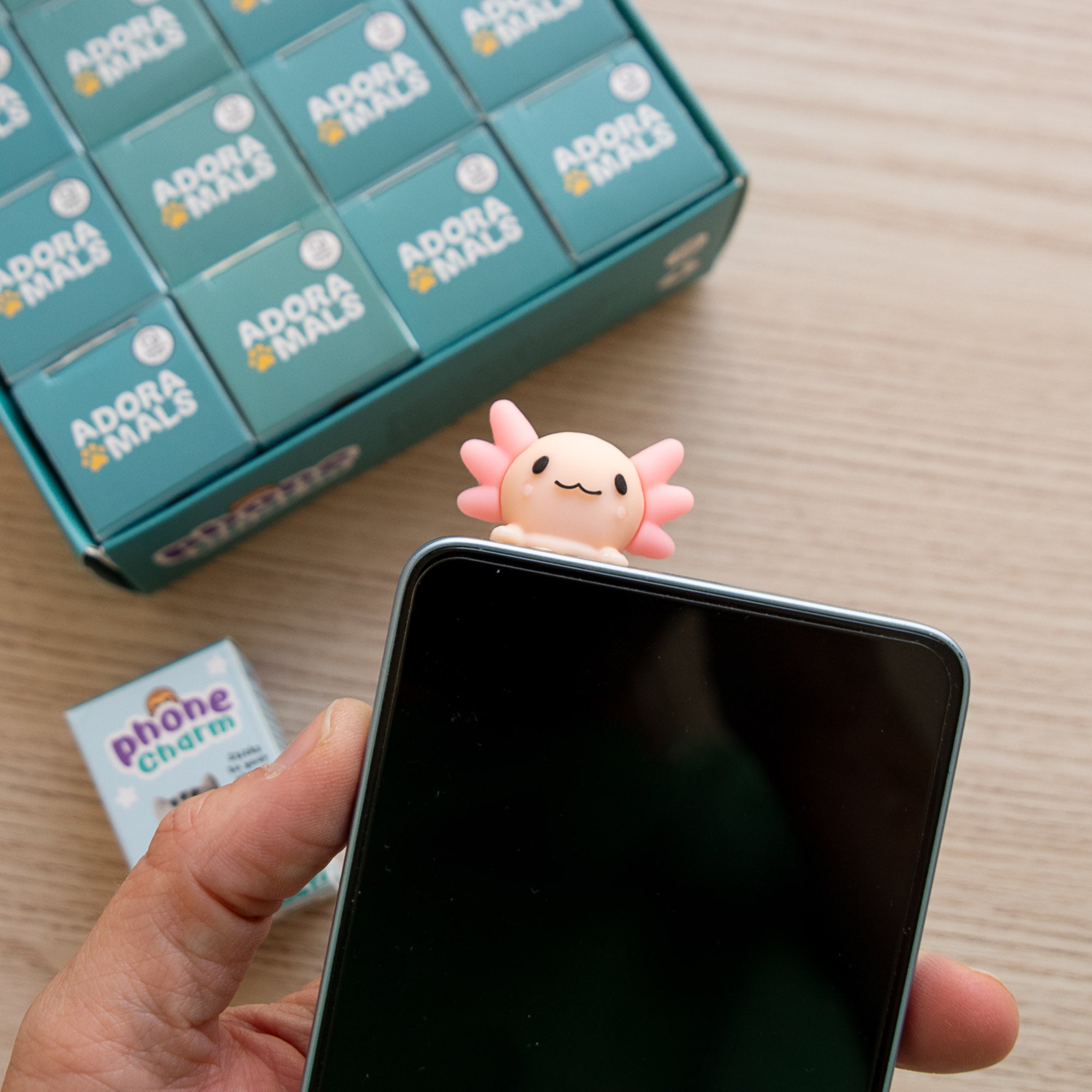 Axolotl Kawaii Handy-Charm Aufkleber