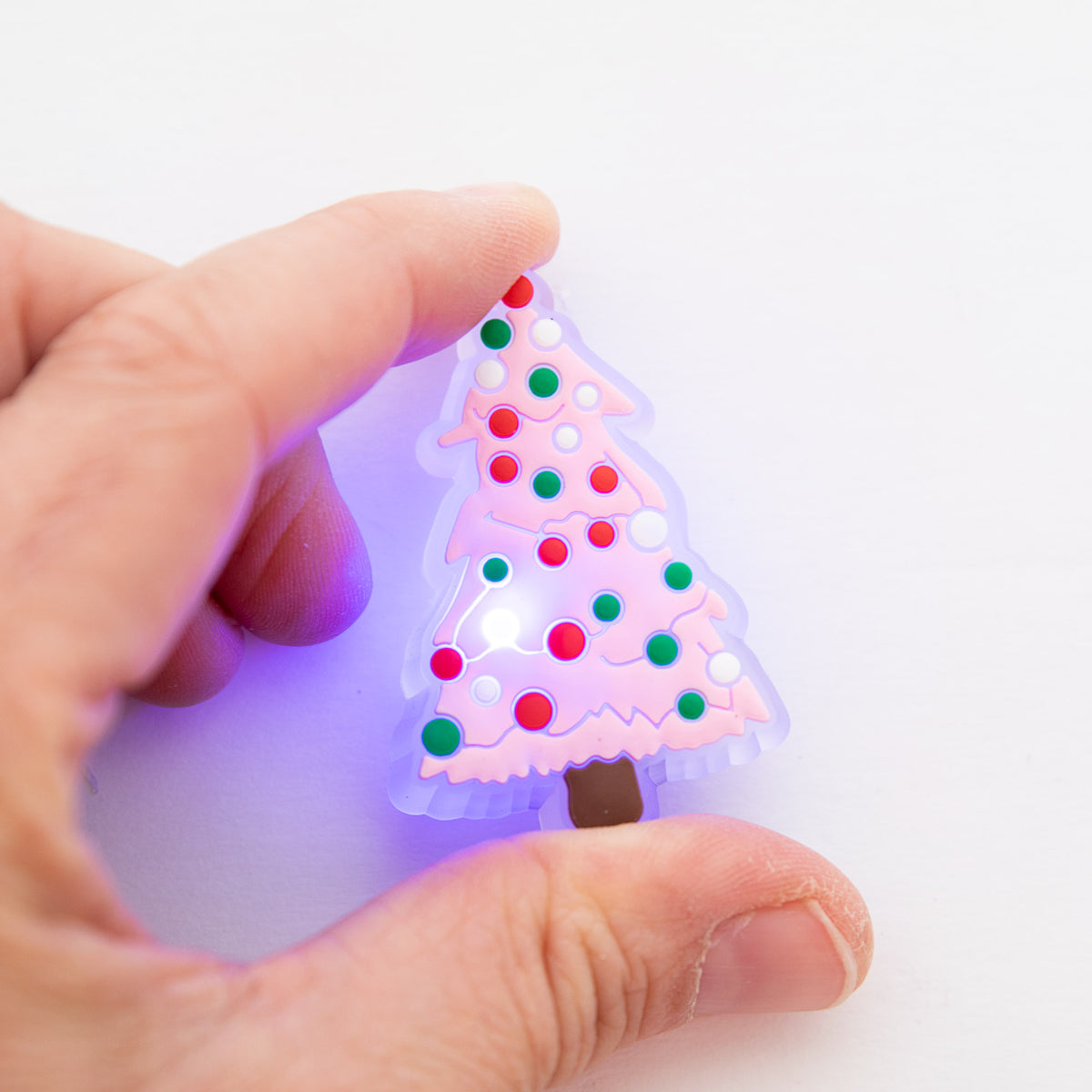 Charm LED Lumineux pour Crocs Sapin Rose de Noël