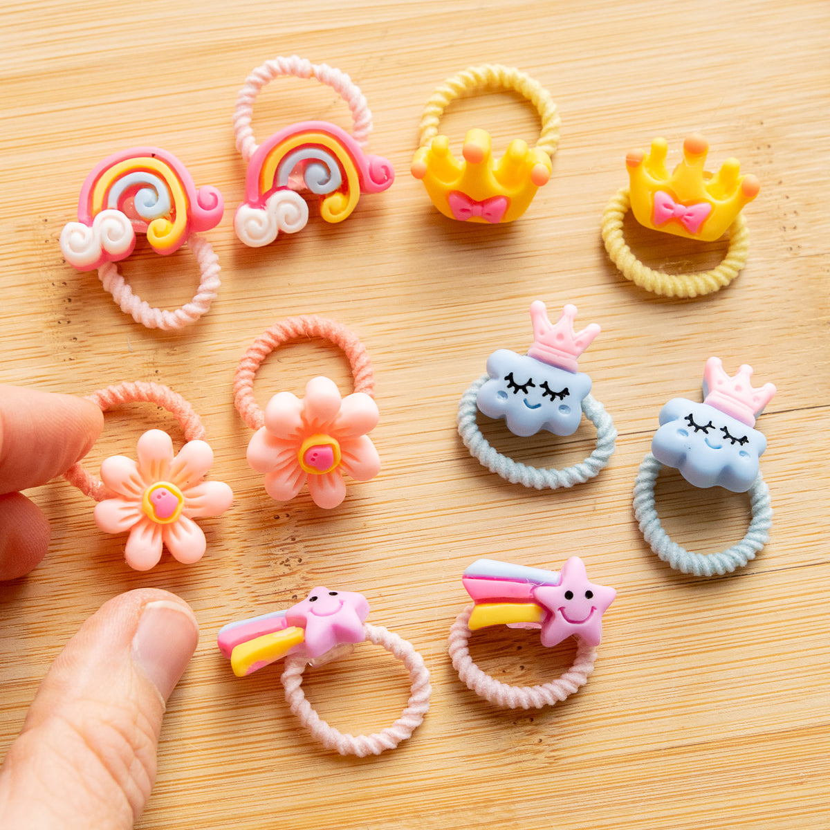 Lot de 10 élastiques Kawaii - Arc-en-ciel & Cie