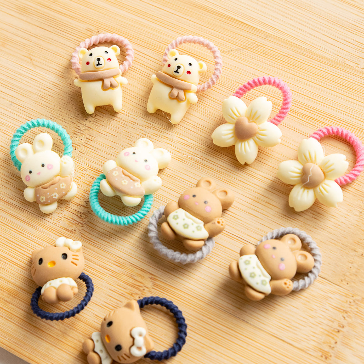 Lot de 10 élastiques Kawaii - Ourson & Lapin