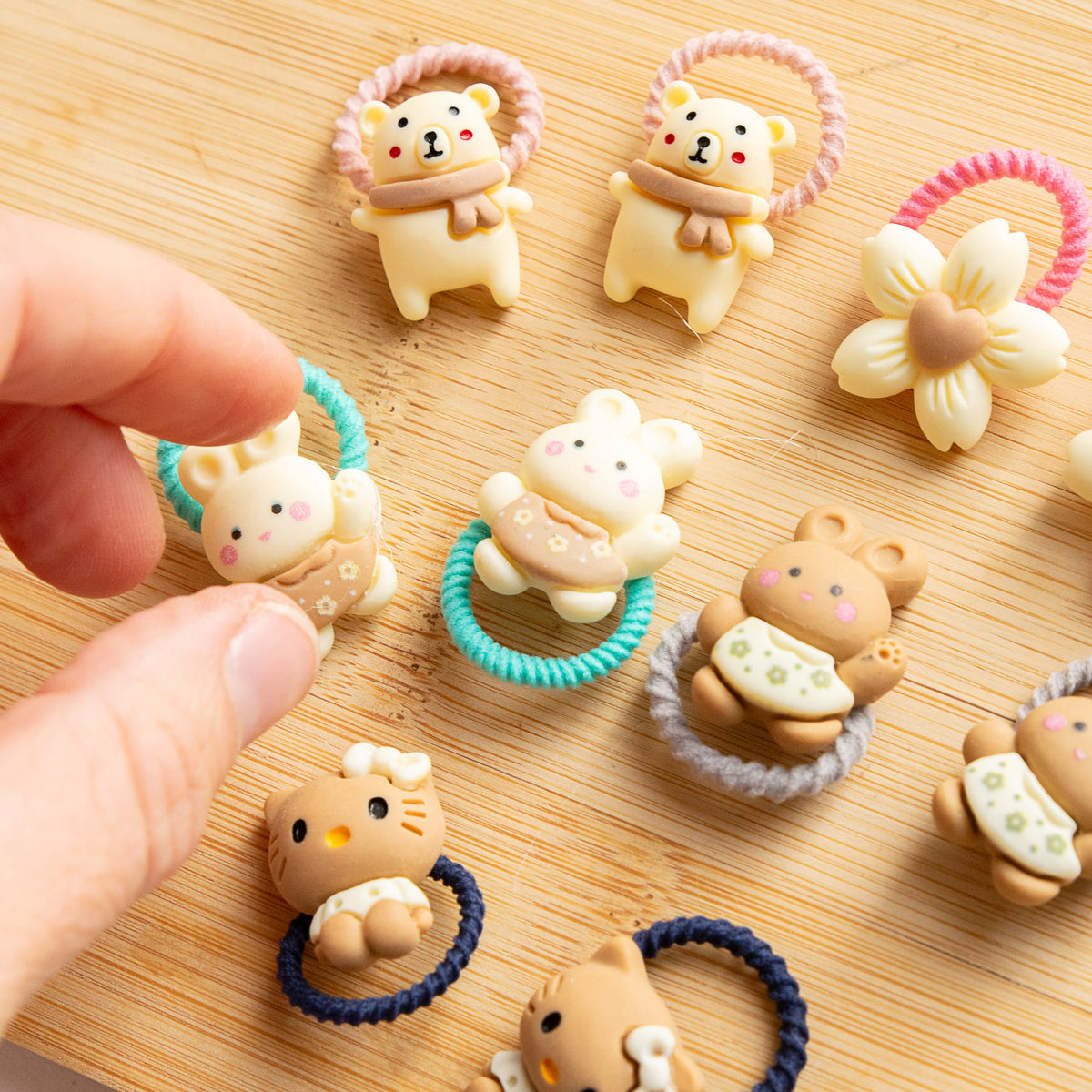 Lot de 10 élastiques Kawaii - Ourson & Lapin
