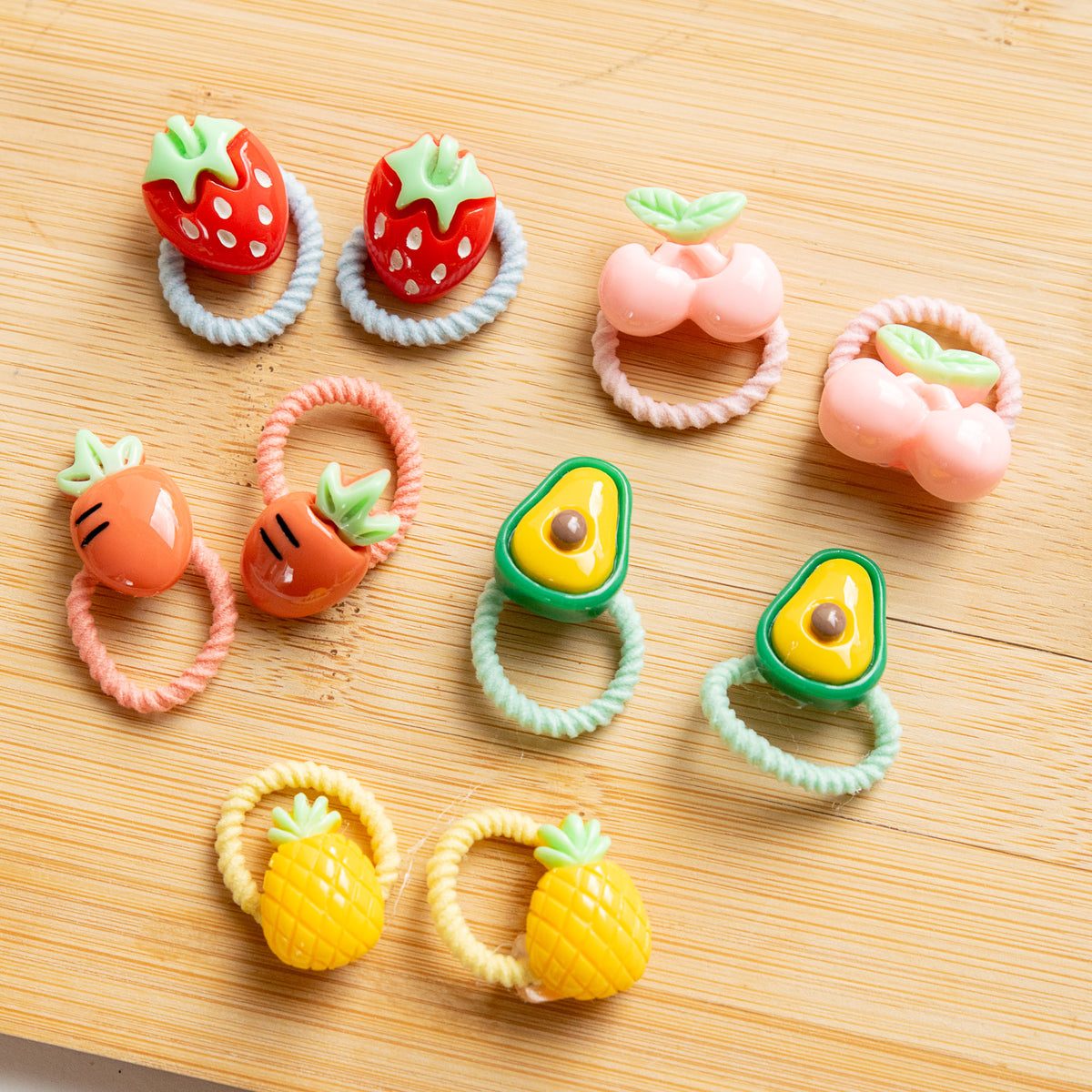 Lot de 10 élastiques Kawaii - Fruits & Légumes