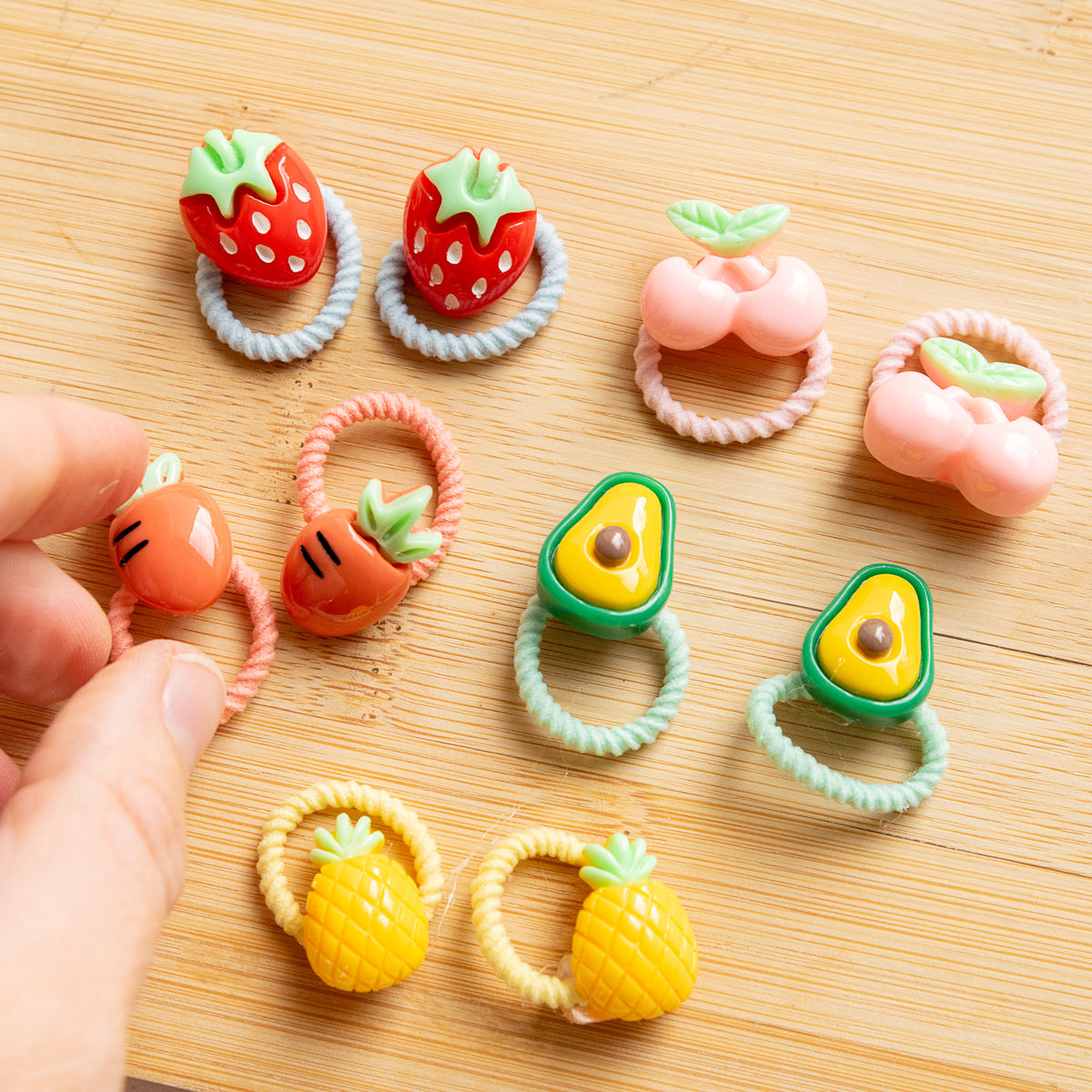 Lot de 10 élastiques Kawaii - Fruits & Légumes