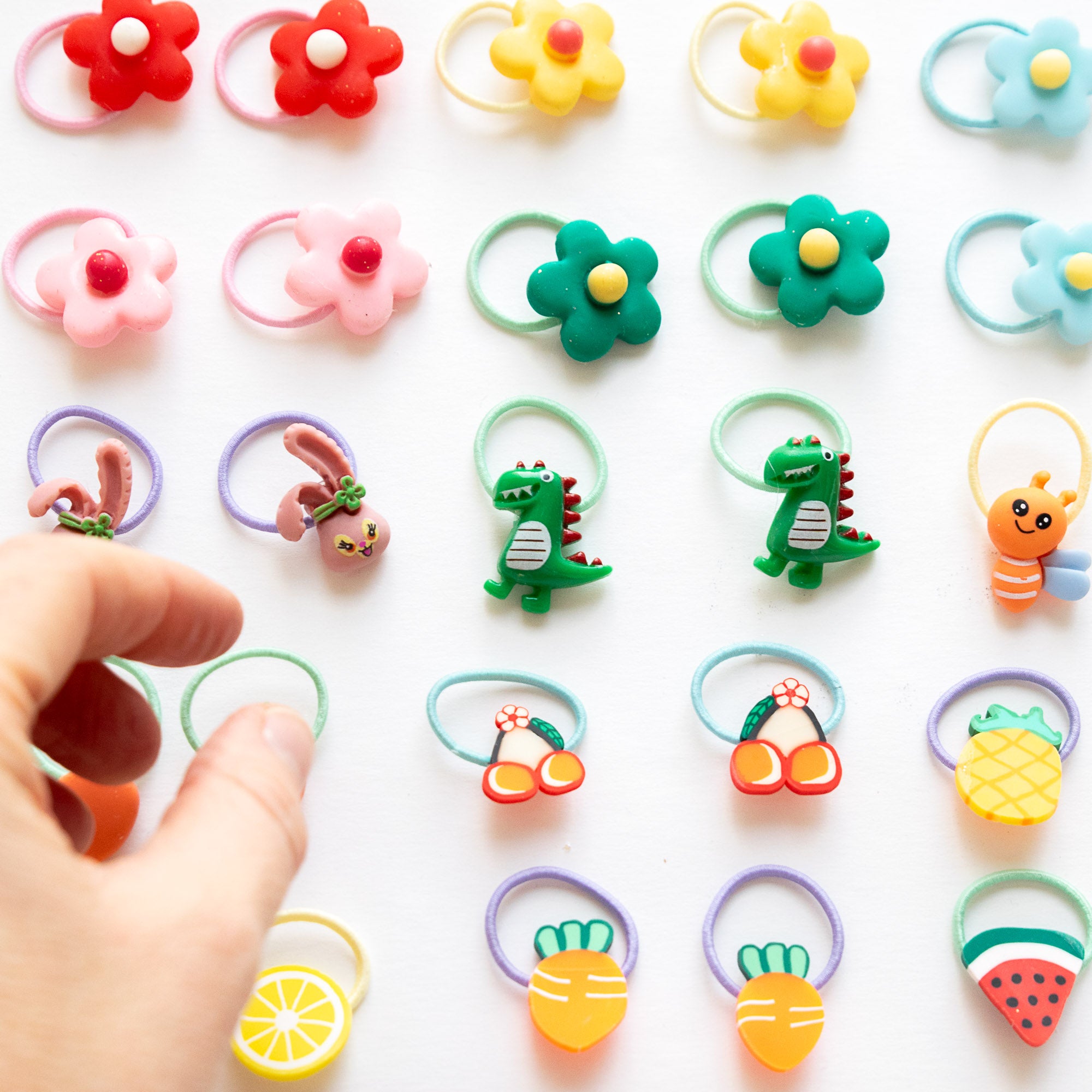 Haarspangen mit Schmetterlings-, Schleifen- und Fruchtmotiven, 10 Stück