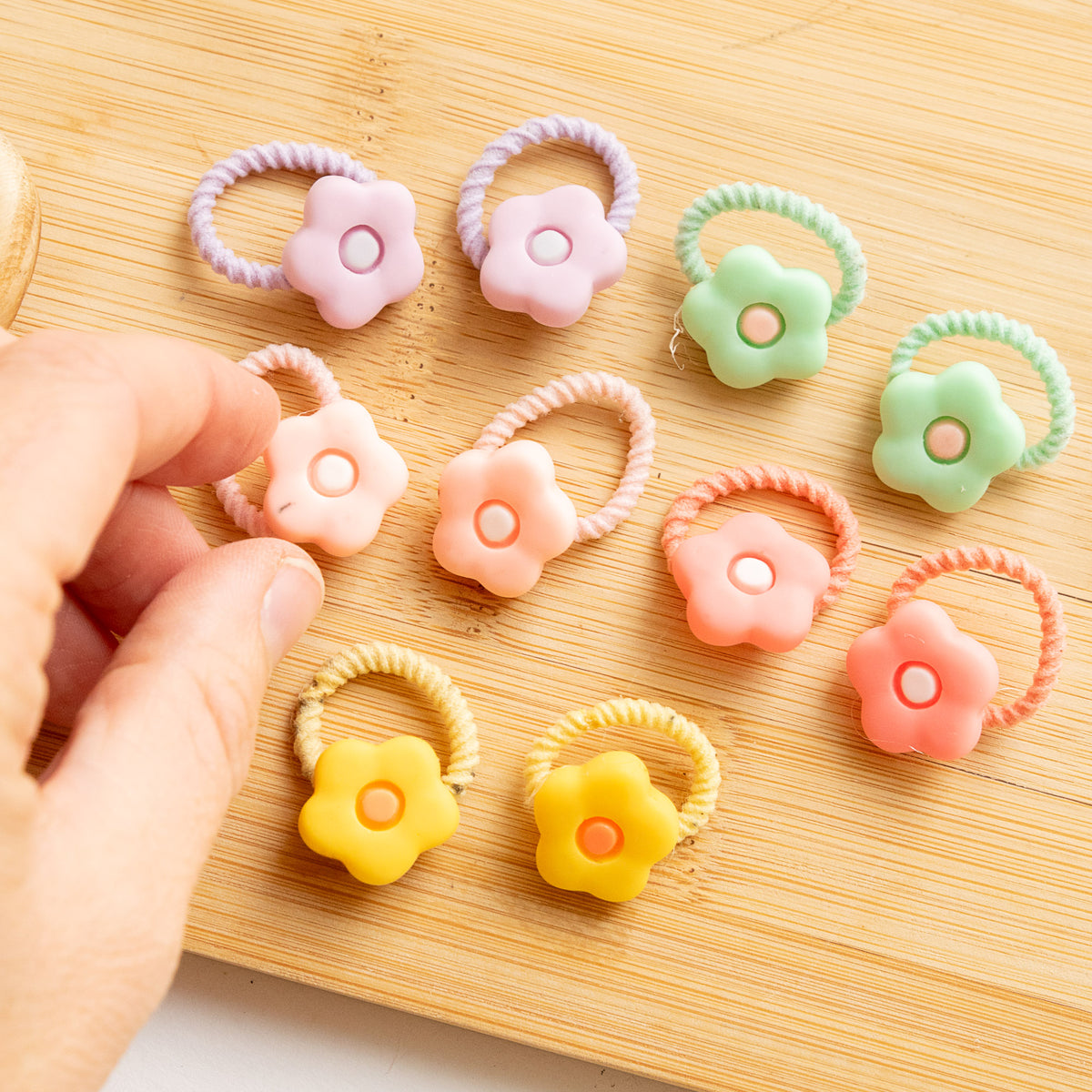 Lot de 10 élastiques Kawaii - Fleurs