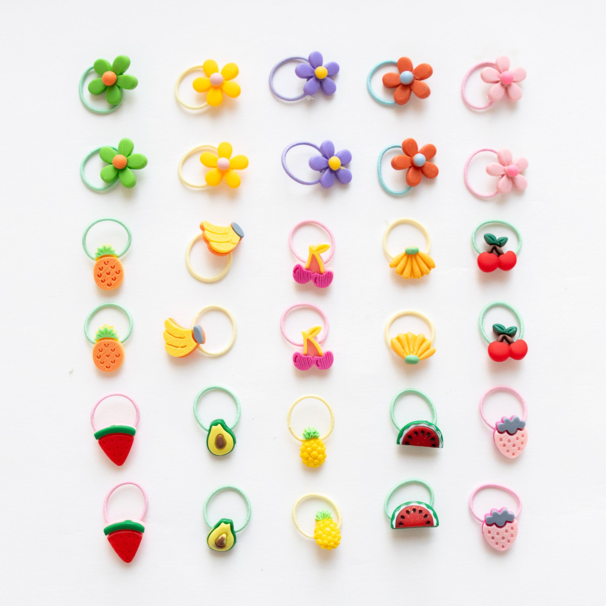 Lot de 30 élastiques Cheveux – Assortiment Fruits Vitaminés