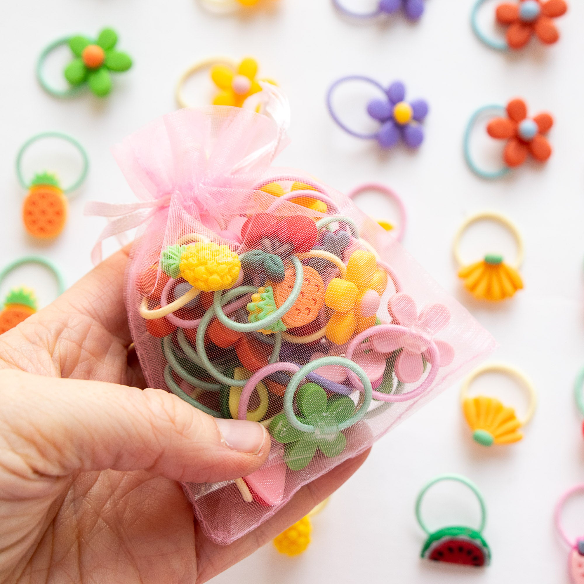 Haarspangen mit Schmetterlings-, Schleifen- und Fruchtmotiven, 10 Stück