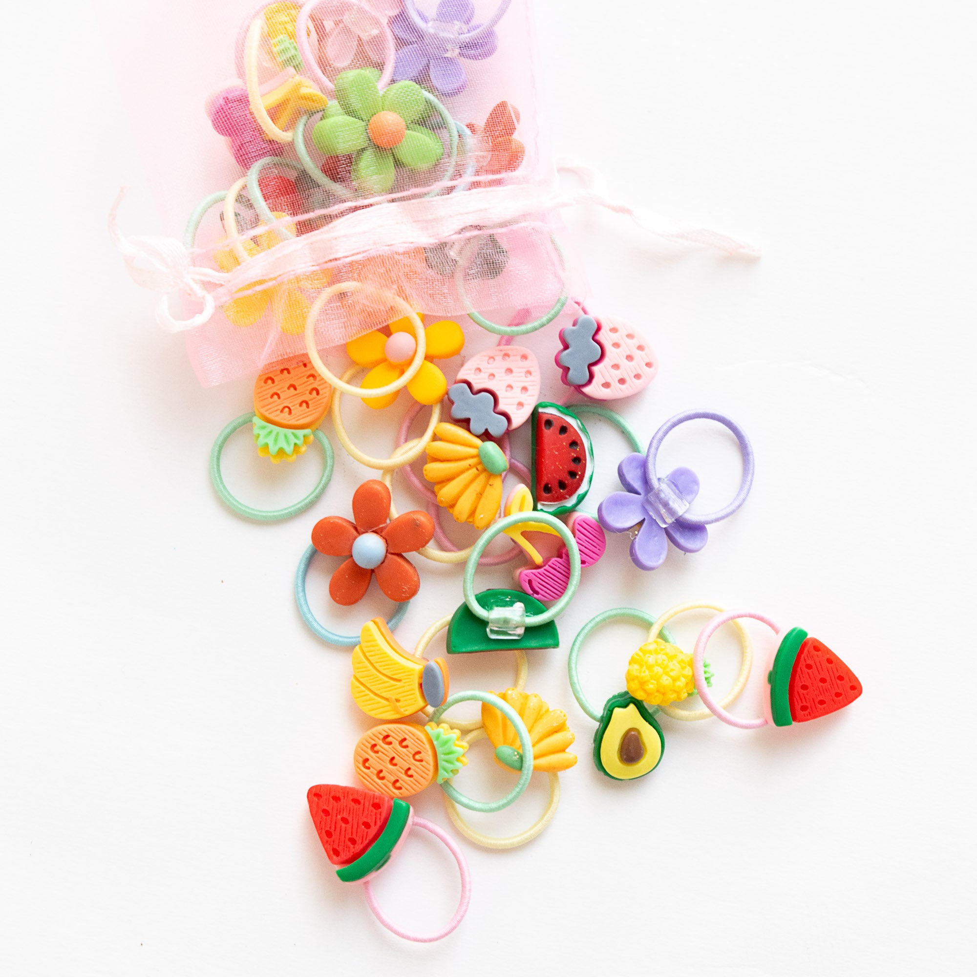 Haarspangen mit Schmetterlings-, Schleifen- und Fruchtmotiven, 10 Stück