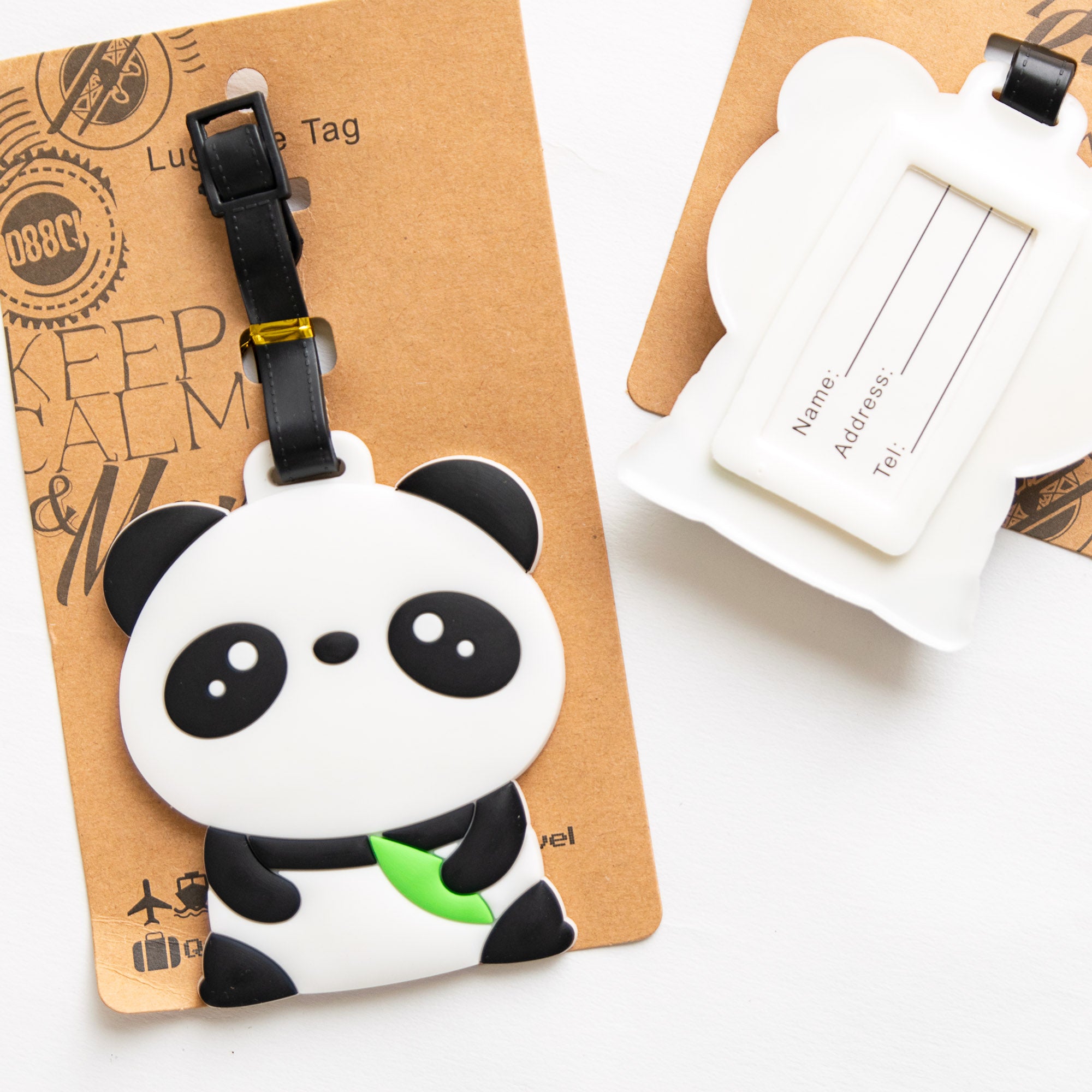 Etiquette à Bagage Panda Feuille de bambou