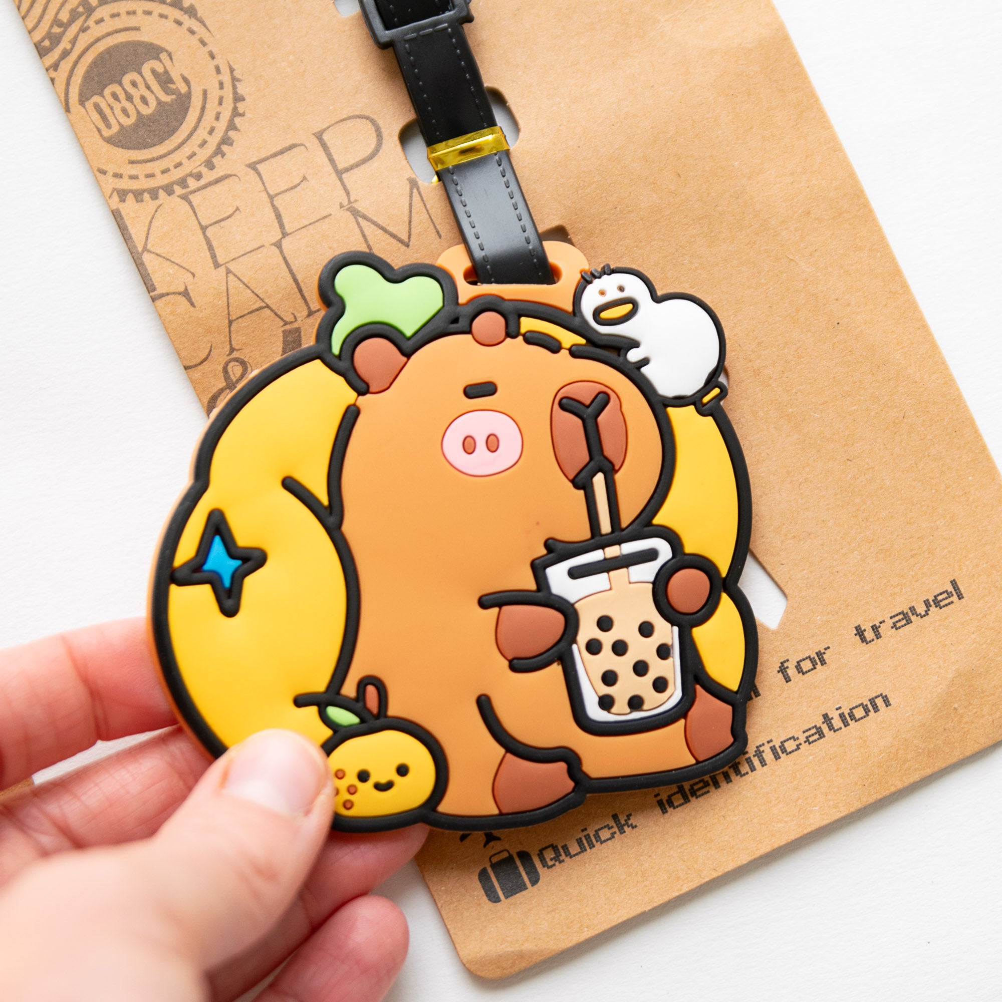 Etiquette à Bagage Capybara & Bubble Tea