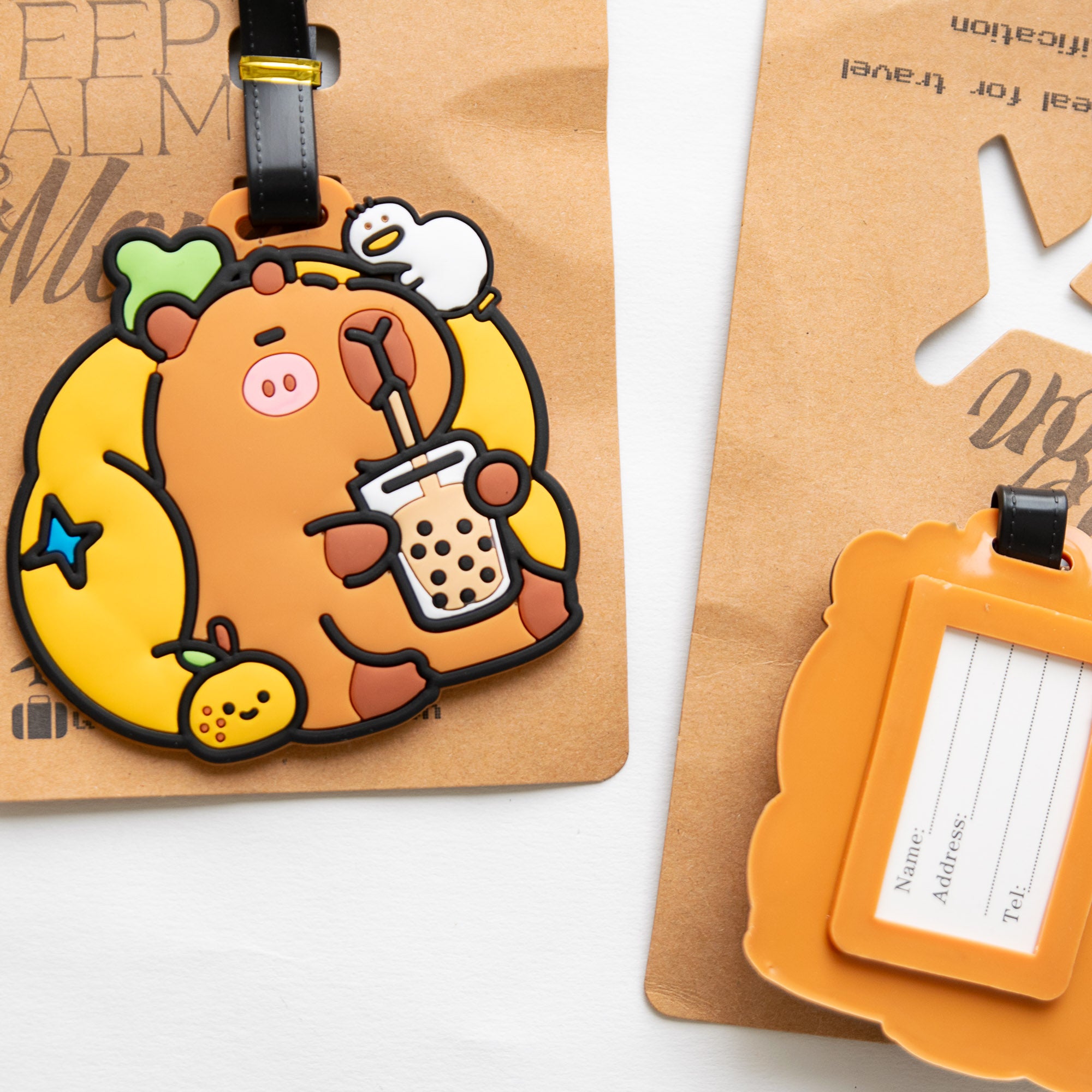 Etiquette à Bagage Capybara & Bubble Tea