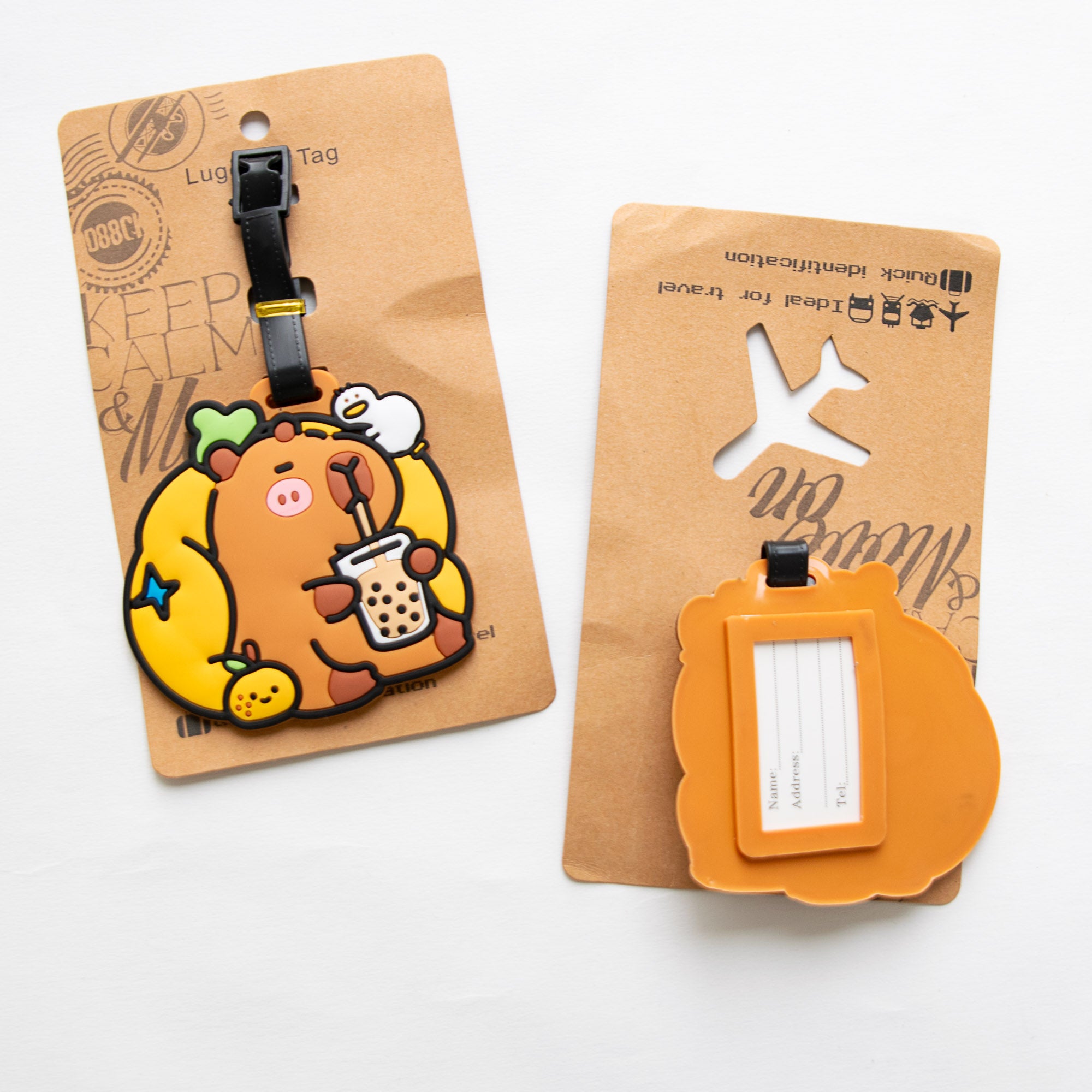 Etiquette à Bagage Capybara & Bubble Tea