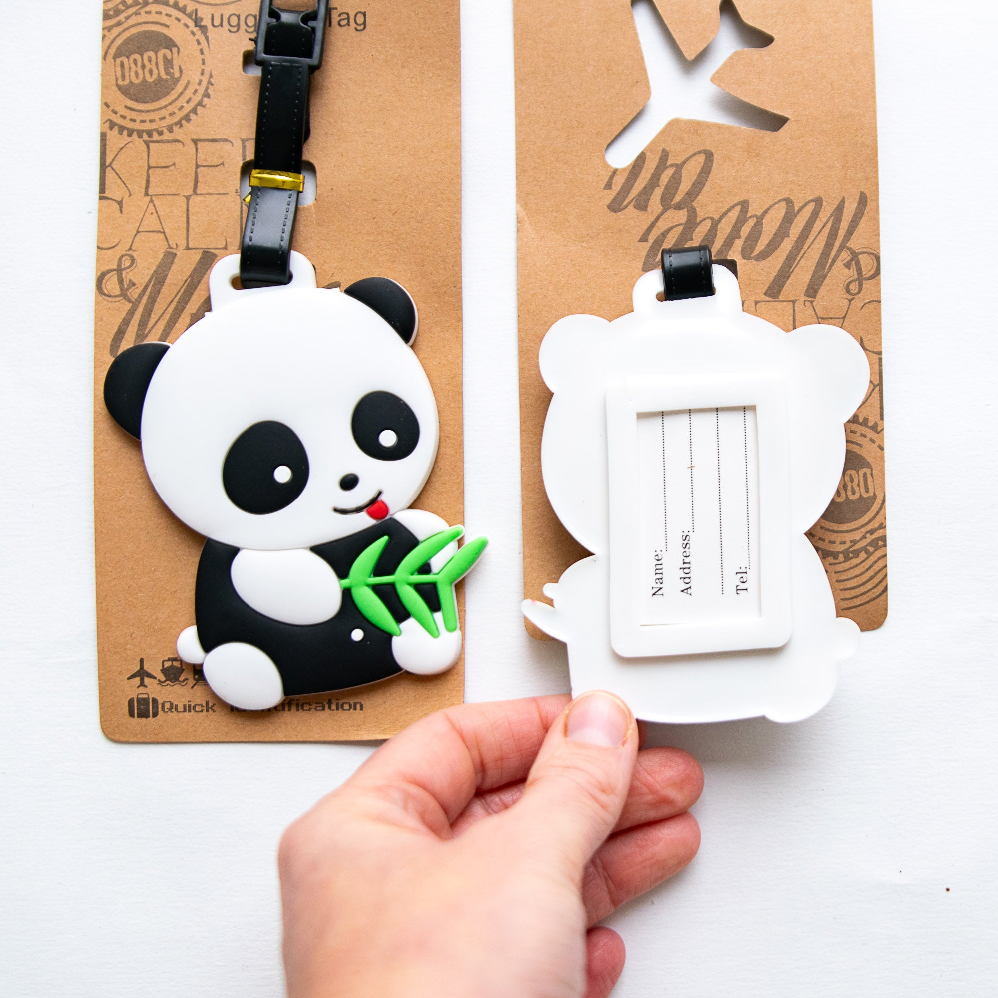 Etiquette à Bagage Panda Branche de Bambou