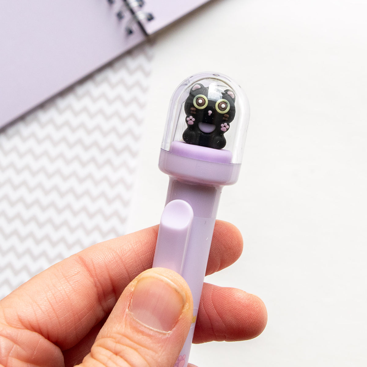Stylo Kawaii Boule à neige – Chat Chibi