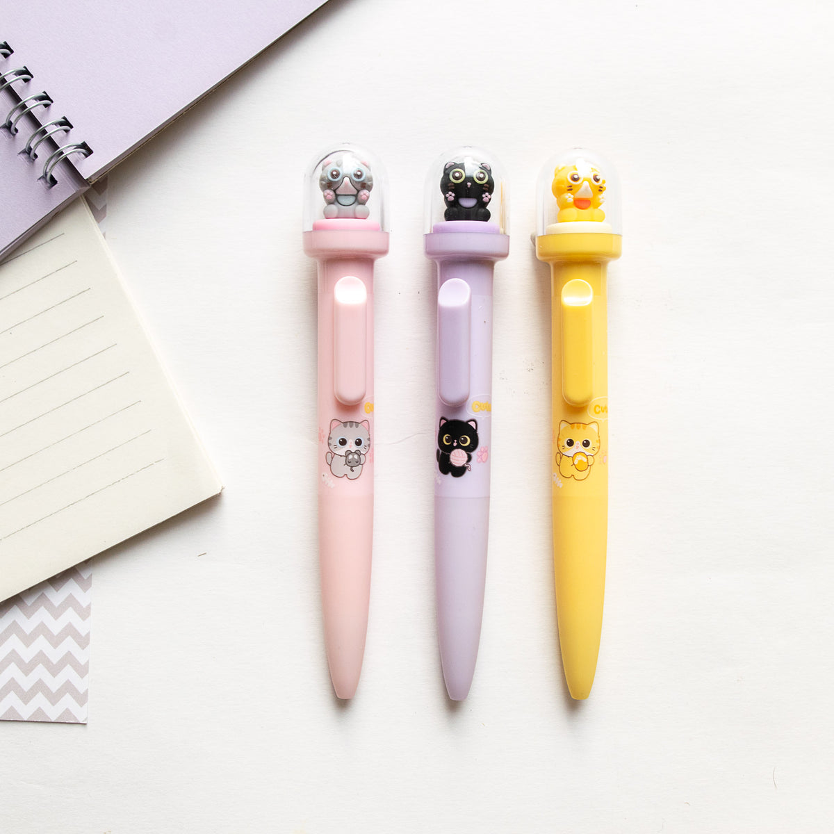 Stylo Kawaii Boule à neige – Chat Chibi