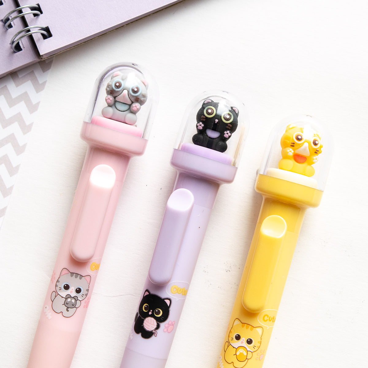 Stylo Kawaii Boule à neige – Chat Chibi