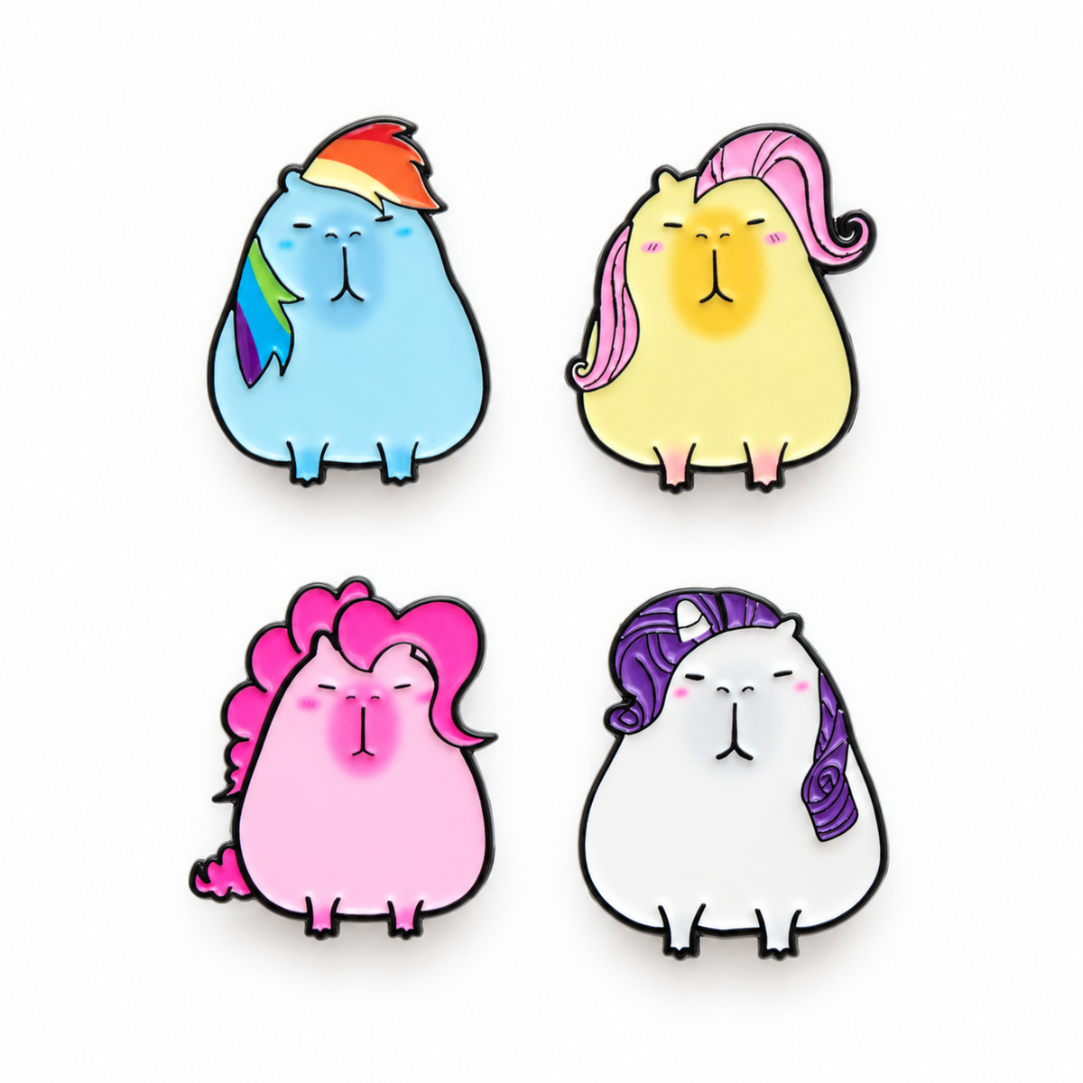 Pin's Capybara & Mèche de cheveux coloré