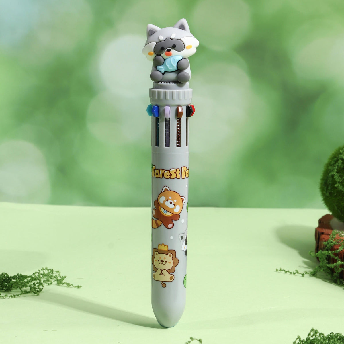 Stylo Kawaii 10 couleurs - Raton Laveur