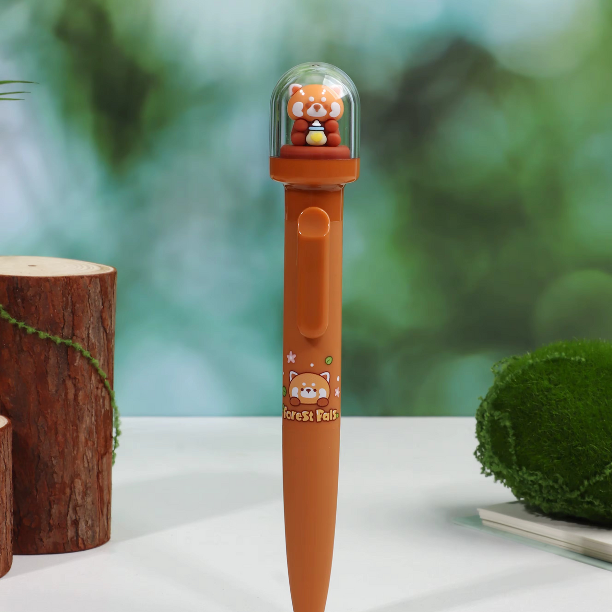 Stylo Kawaii Boule à neige – Panda Roux