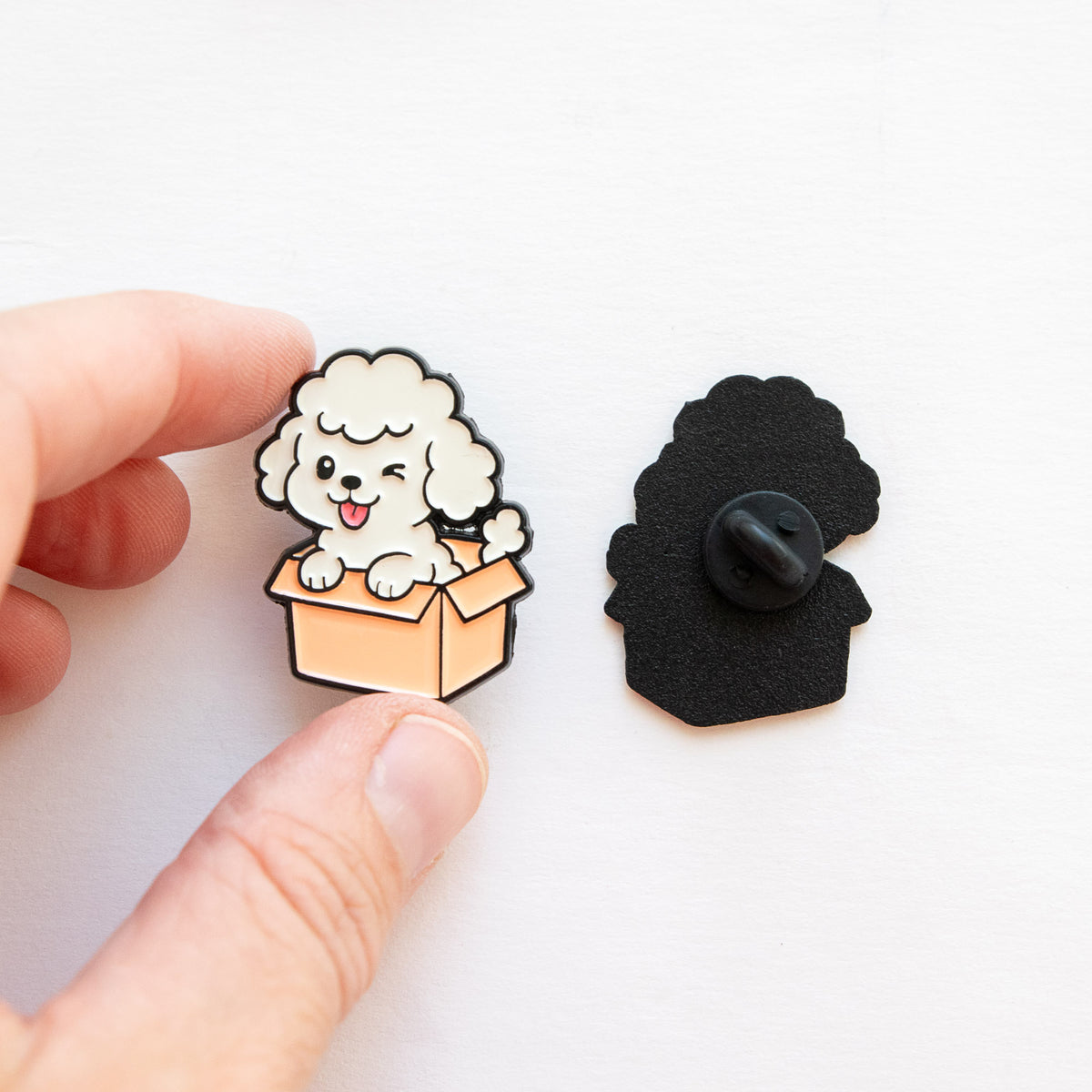 Pin's Caniche & Carton