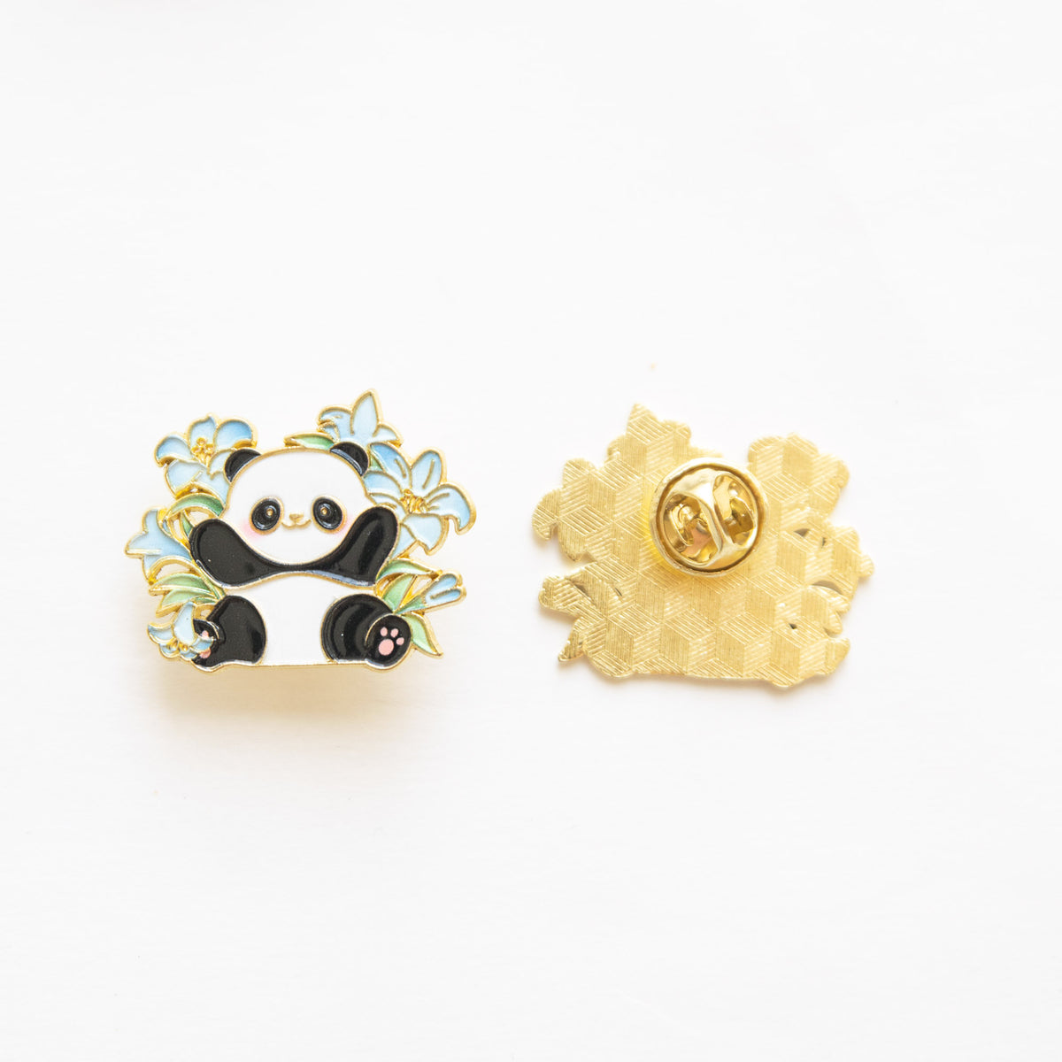 Pin's Panda & Fleurs Bleues