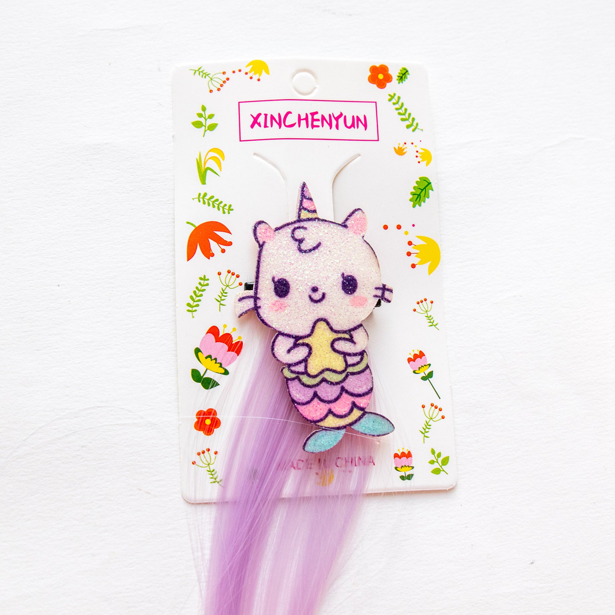 Pince à Cheveux Mèche Colorée Chat Sirène