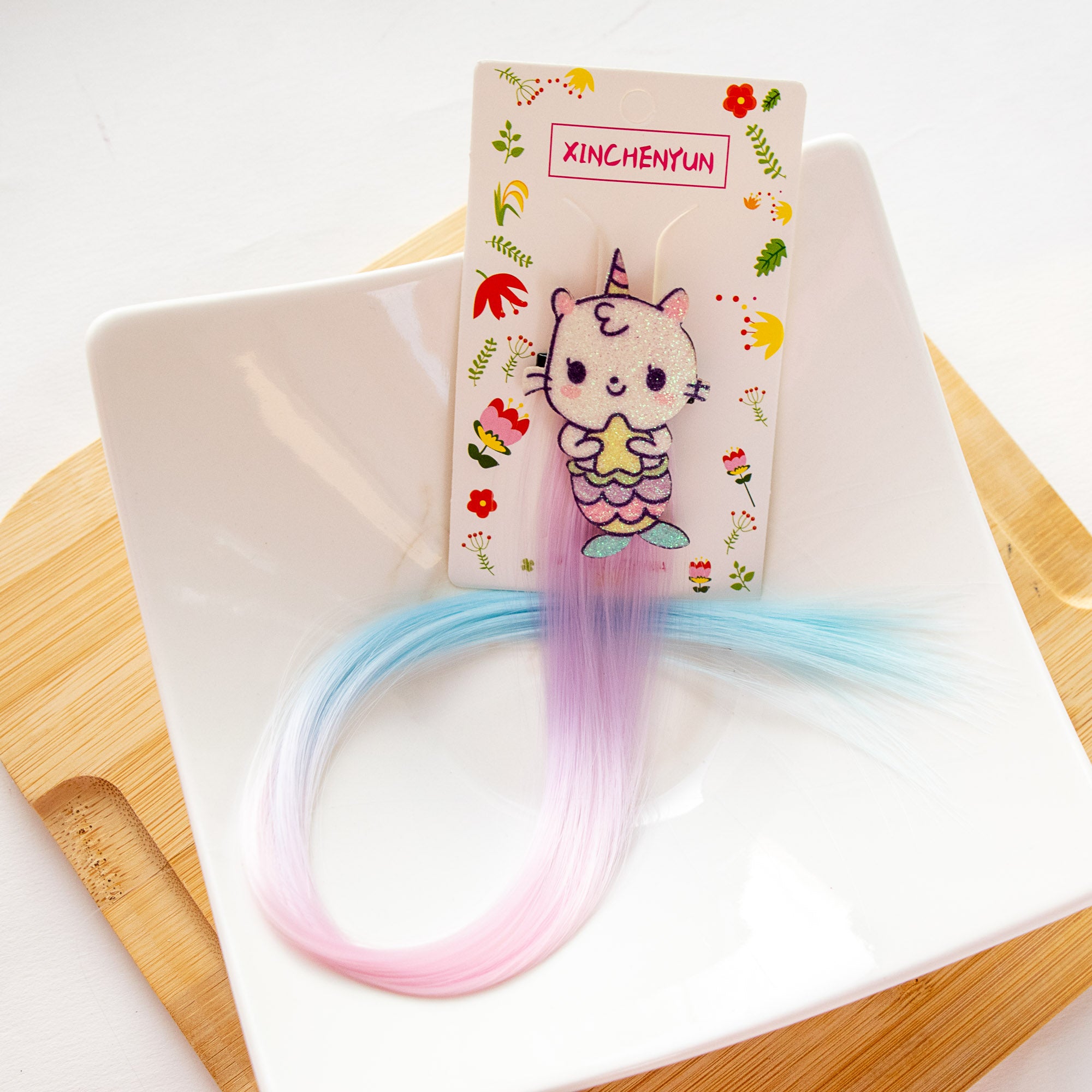 Pince à Cheveux Mèche Colorée Chat Sirène