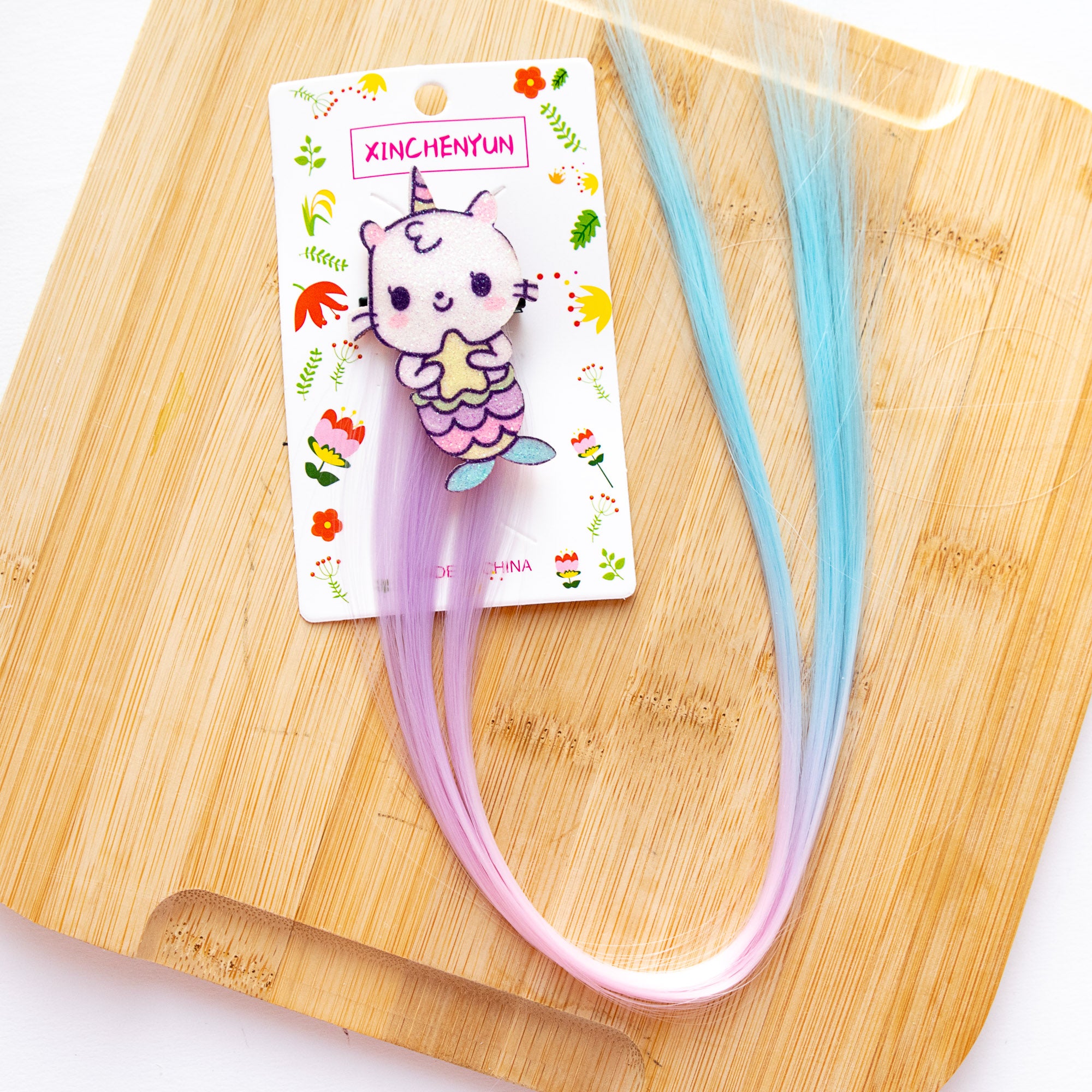 Pince à Cheveux Mèche Colorée Chat Sirène