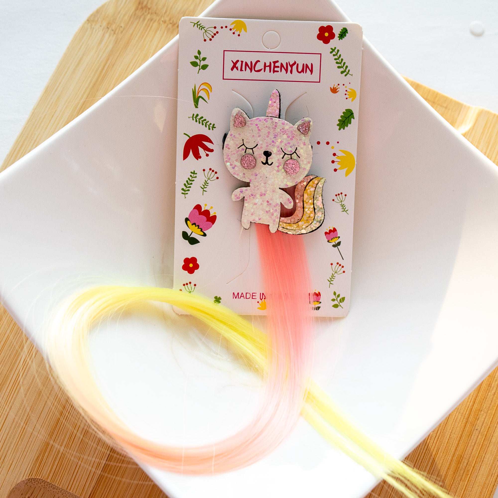 Pince à Cheveux Mèche Colorée Chat Licorne Debout