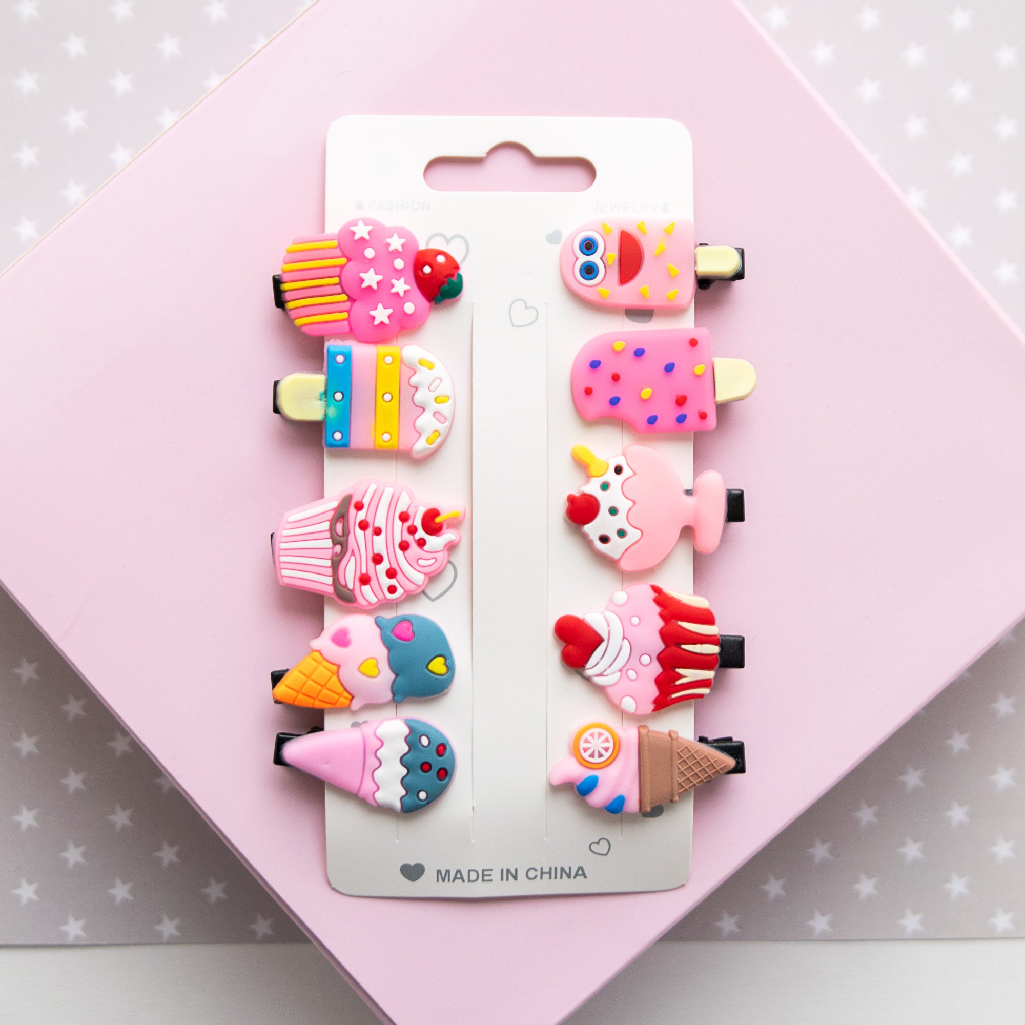 Pinces à cheveux Cupcake & Douceurs Sucrées, 10 pièces