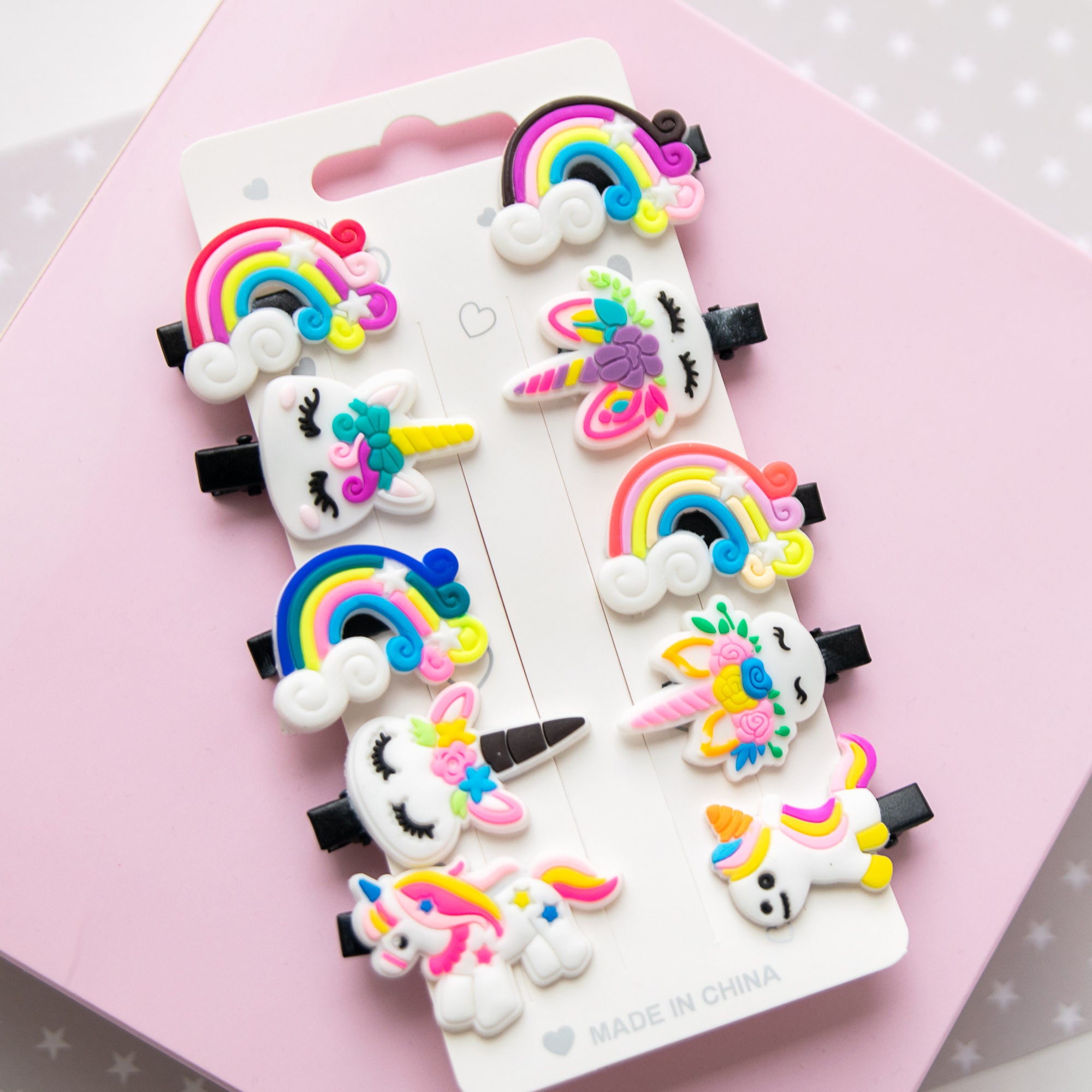 Pinces à cheveux Licornes & Arc-en-ciel, 10 pièces