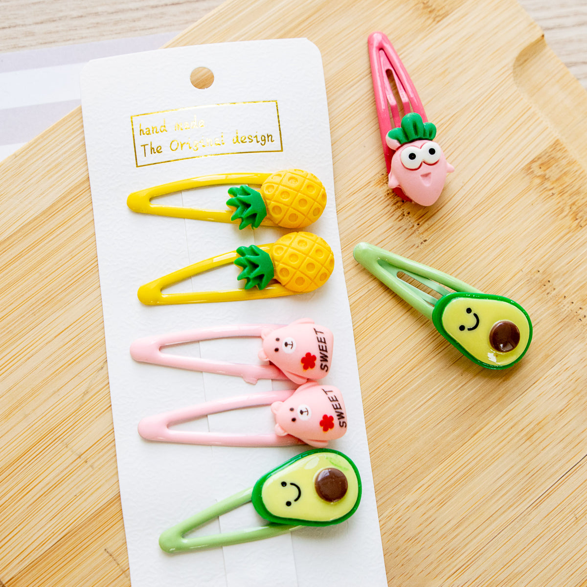 Barrettes à cheveux Fruits & Légumes (x10)