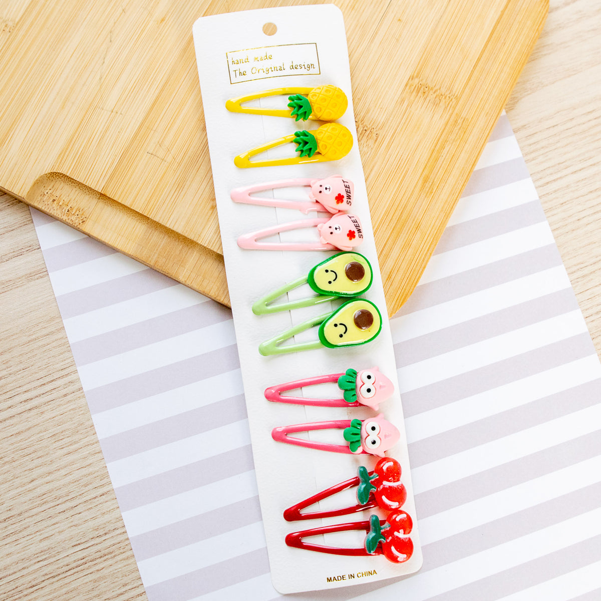 Barrettes à cheveux Fruits & Légumes (x10)