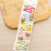 Barrettes à cheveux Ourson, Lapin & Fleurs (x10)