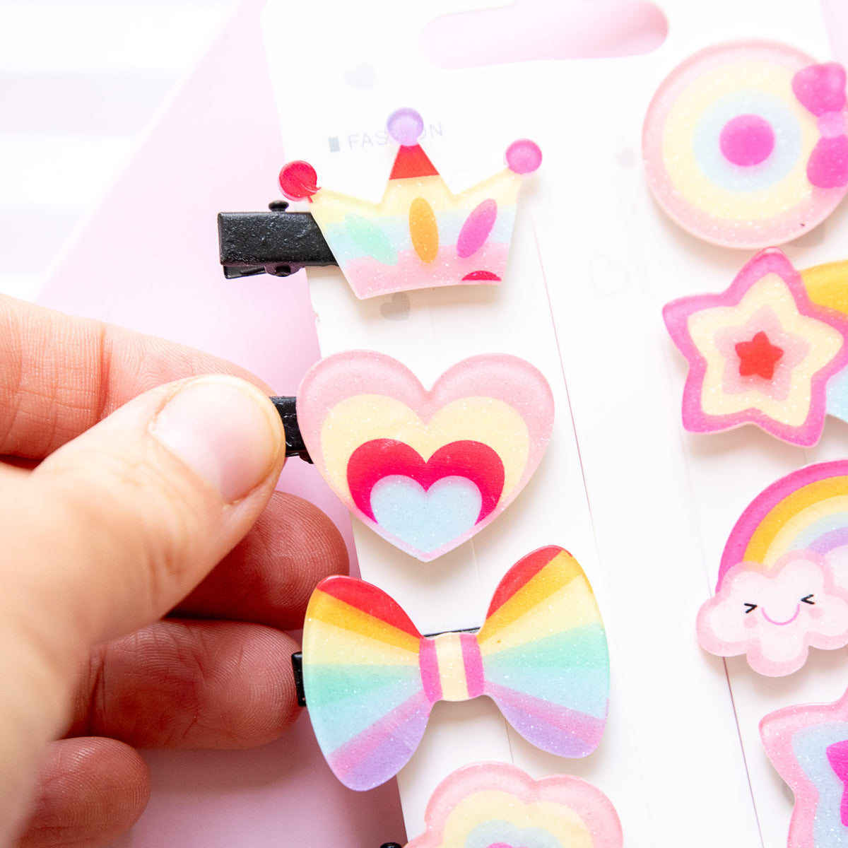 Pinces à cheveux à Paillettes - Arc-en-ciel & Cie (x10)