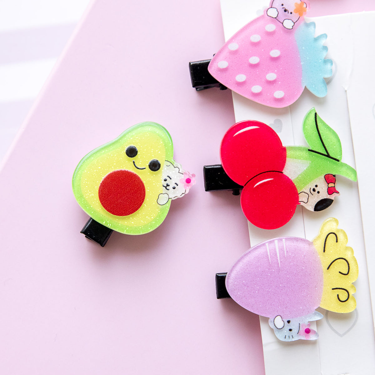 Pinces à cheveux à Paillettes - Fruits & Légumes (x10)