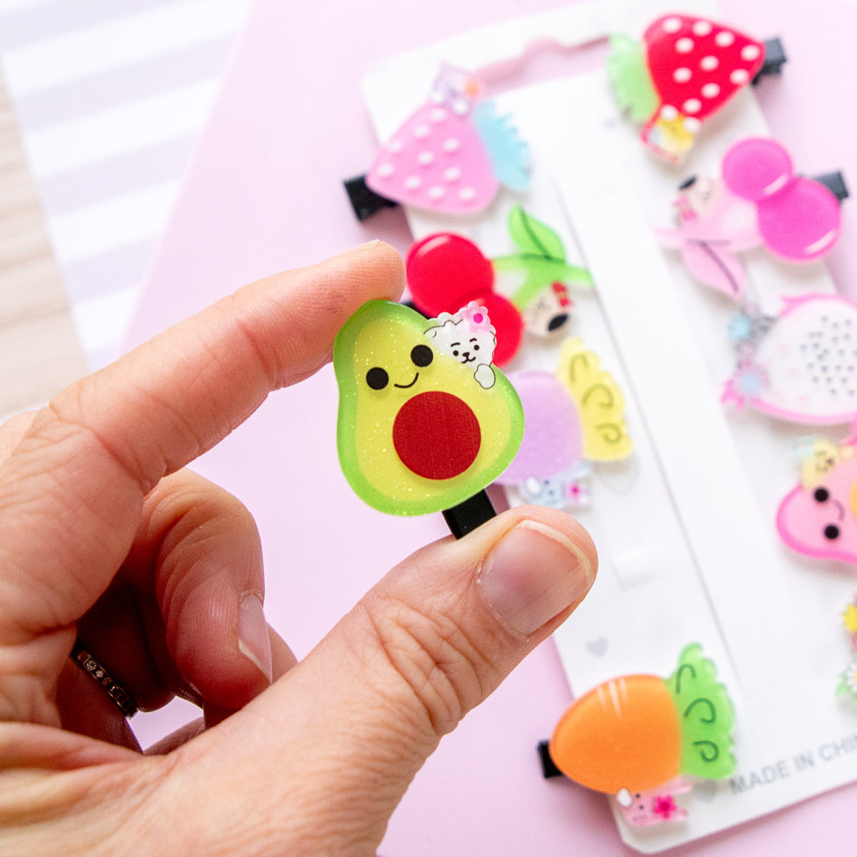 Pinces à cheveux à Paillettes - Fruits & Légumes (x10)