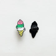 Pin's Cornet 3 Boules de Glaces Chat