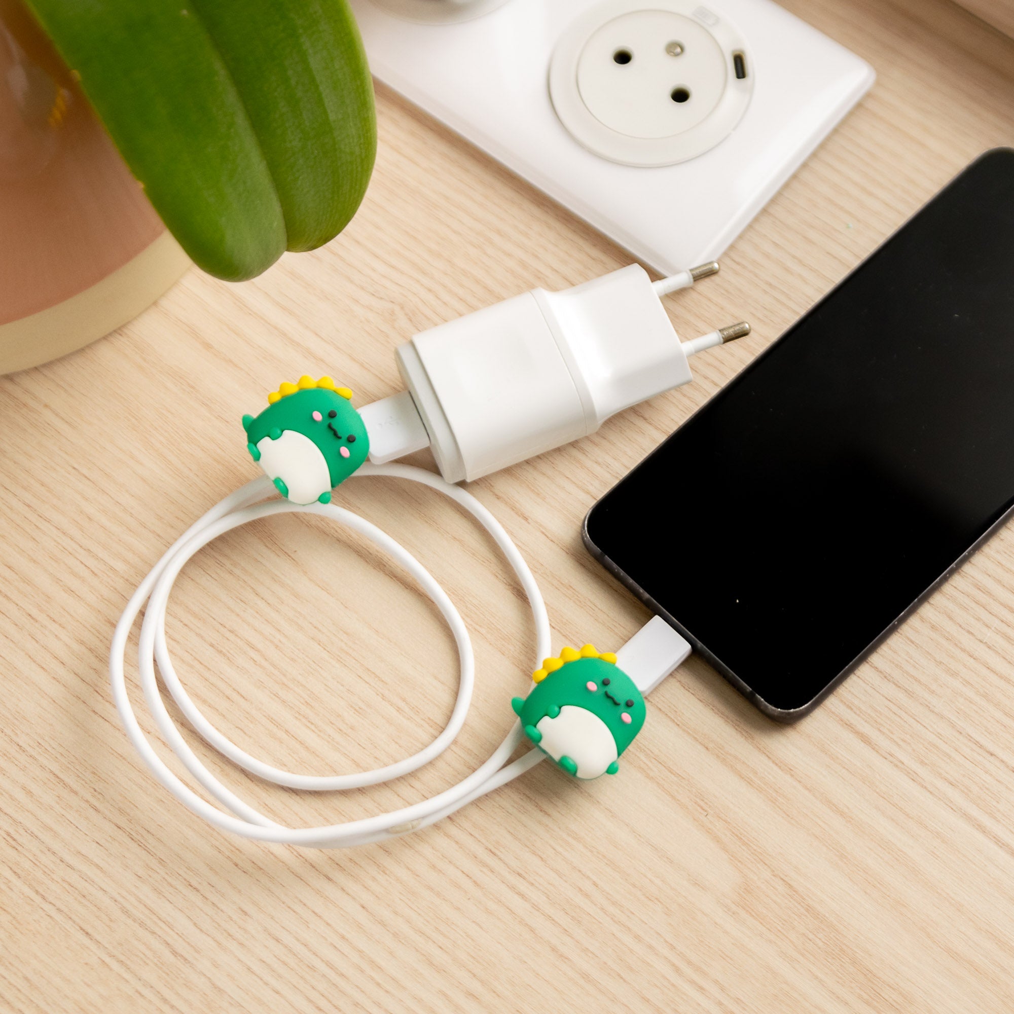 Protège-câble Kawaii USB Dinosaure Vert