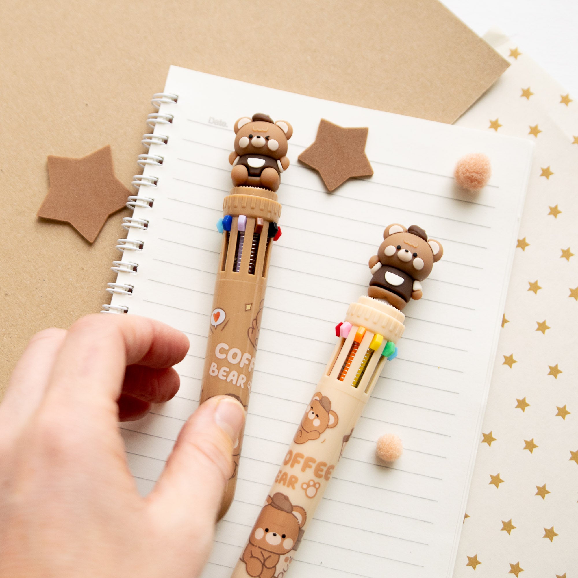 Stylo Kawaii 10 couleurs - Ourson Café